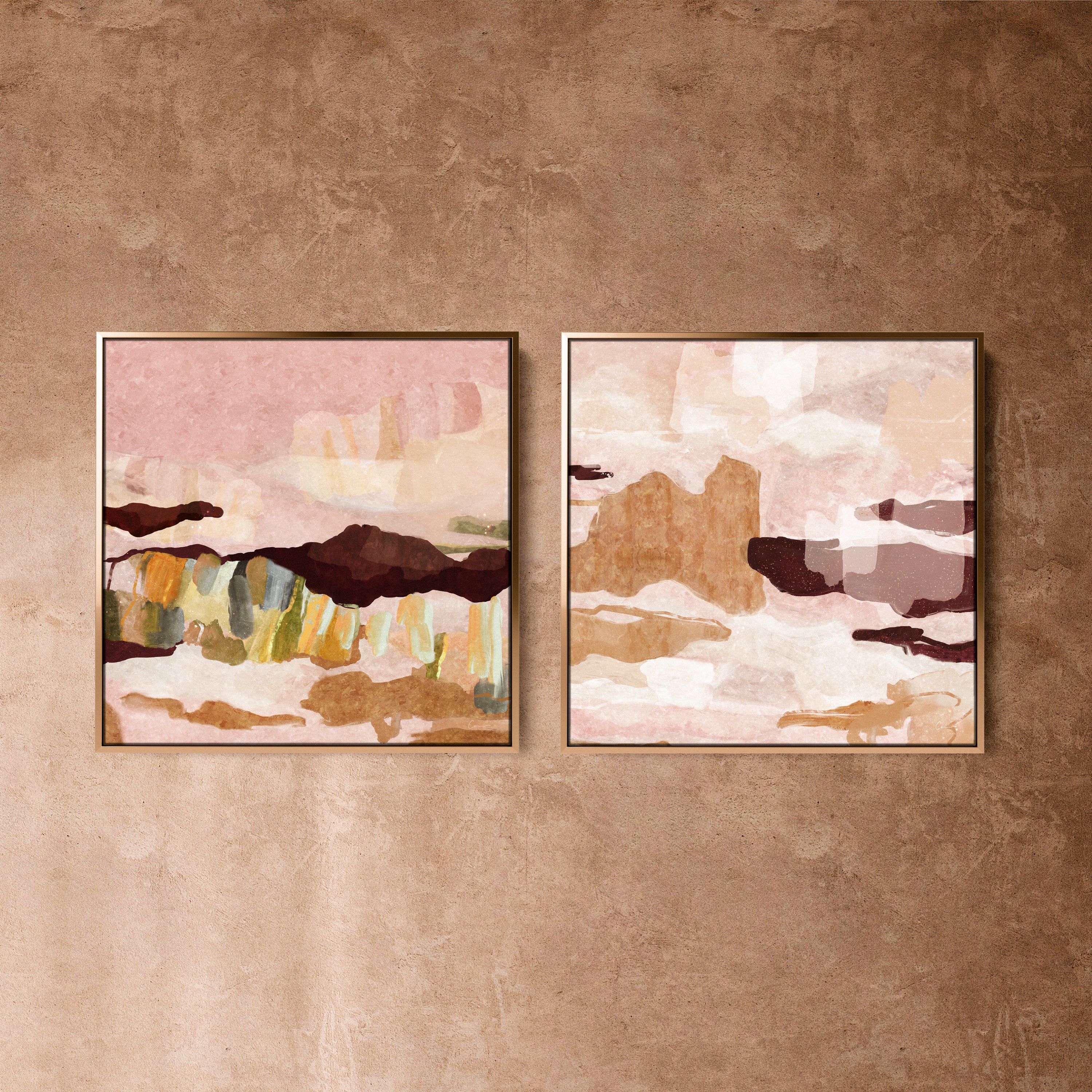 "Main Beach" & "Miami" on Canvas - Set of 2 Square