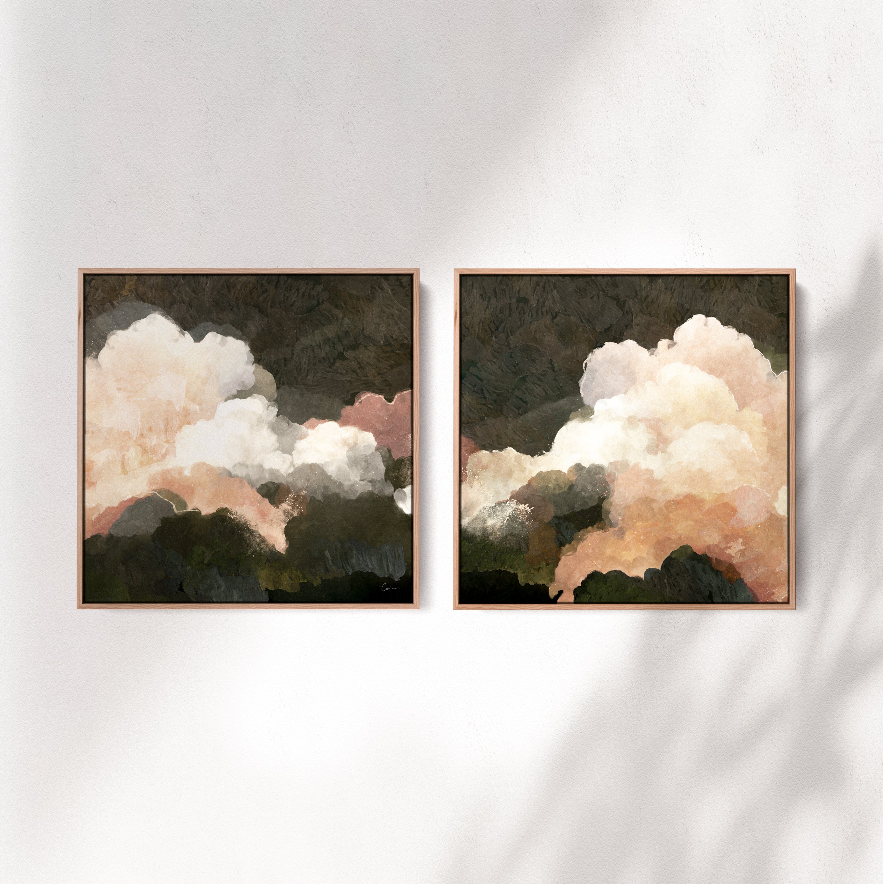 "Alto Cirrus No. 1" & "Alto Cirrus No. 2" on Canvas - Set of 2 Square
