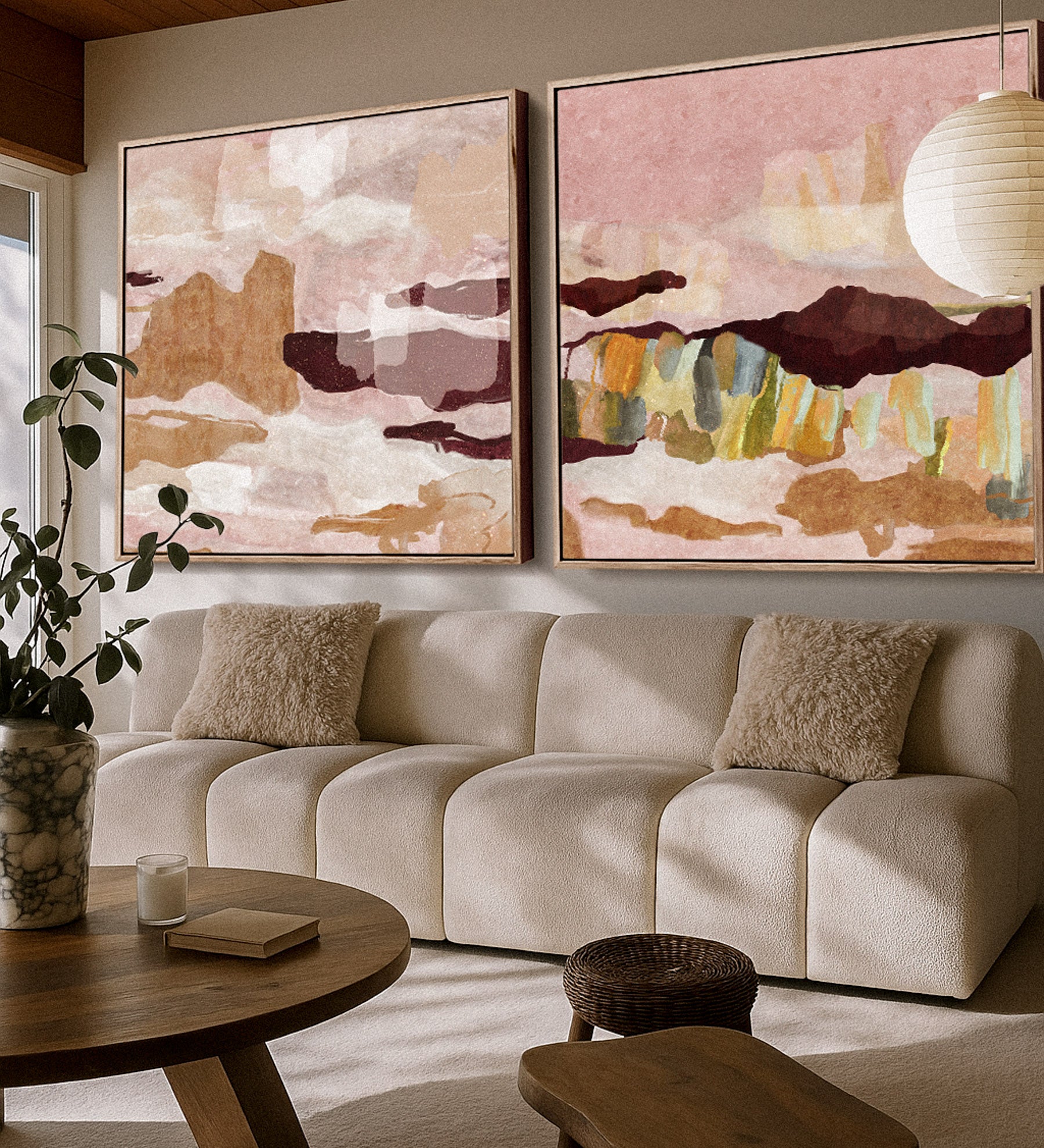 "Main Beach" & "Miami" on Canvas - Set of 2 Square