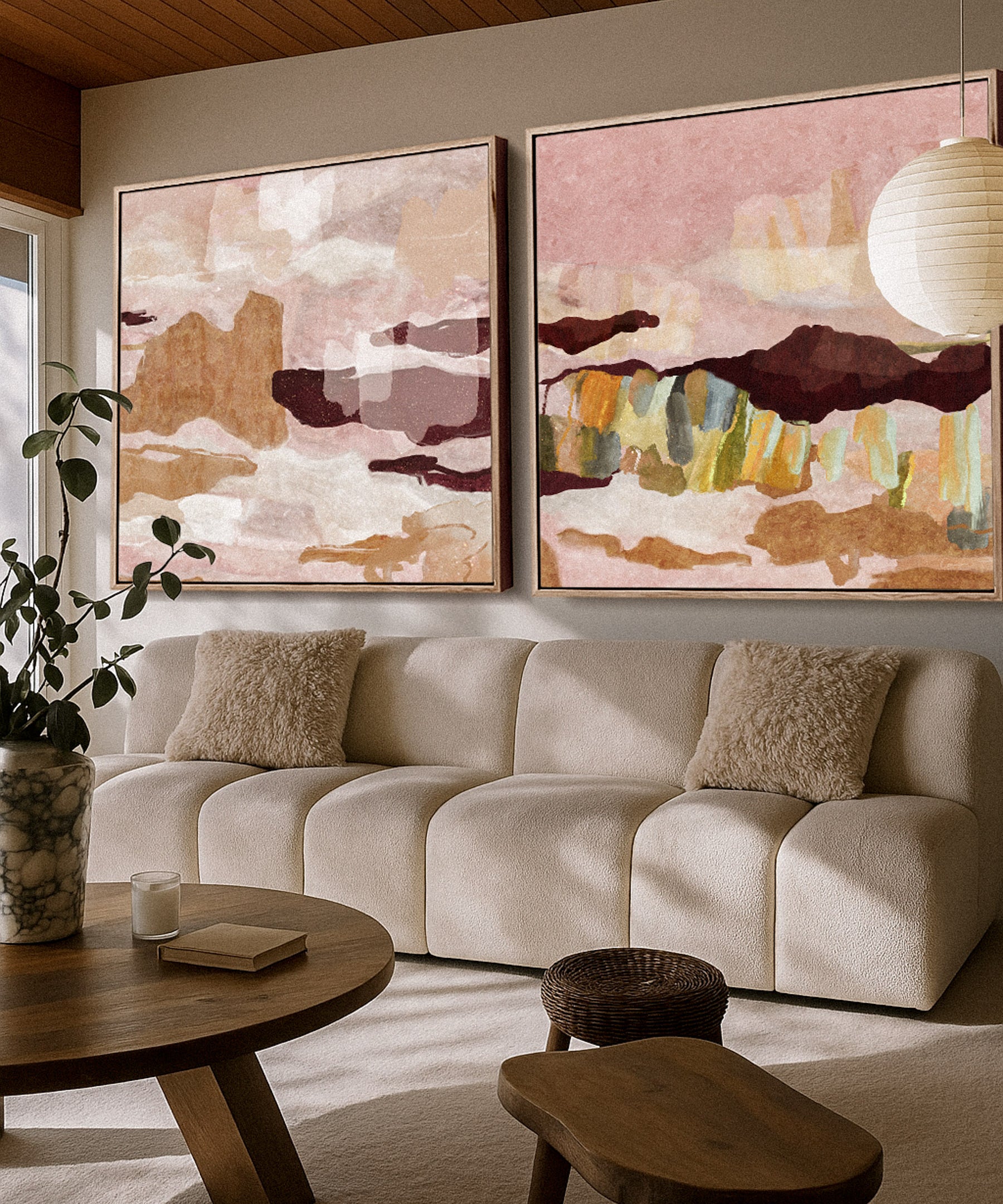 "Main Beach" & "Miami" on Canvas - Set of 2 Square