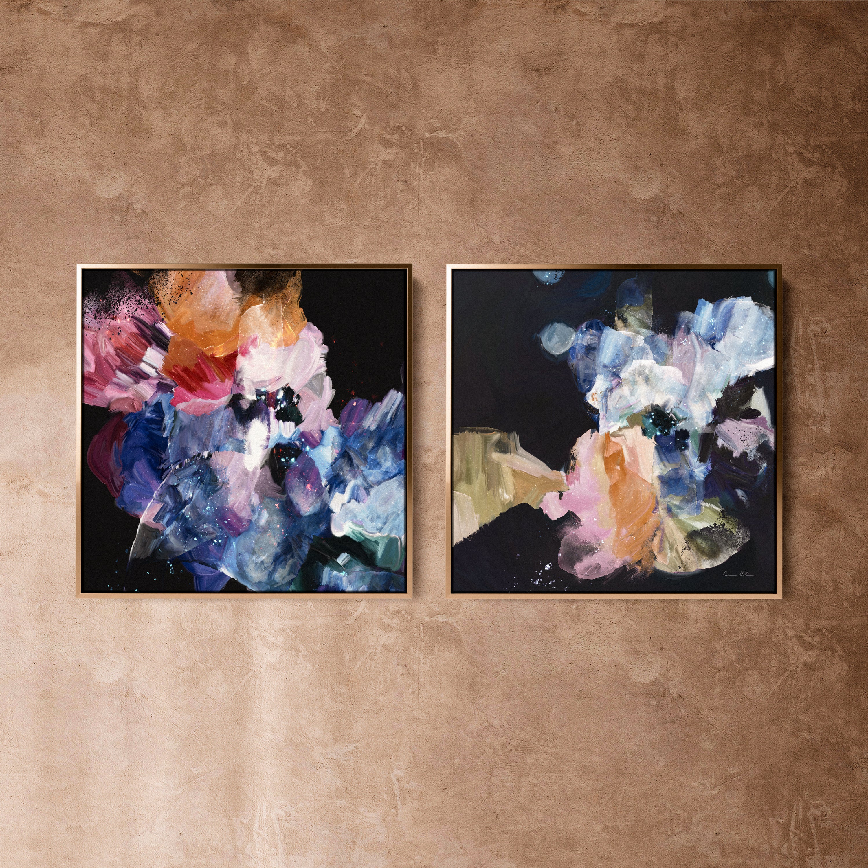 "Nightflower I & VI" Set of 2 on Canvas