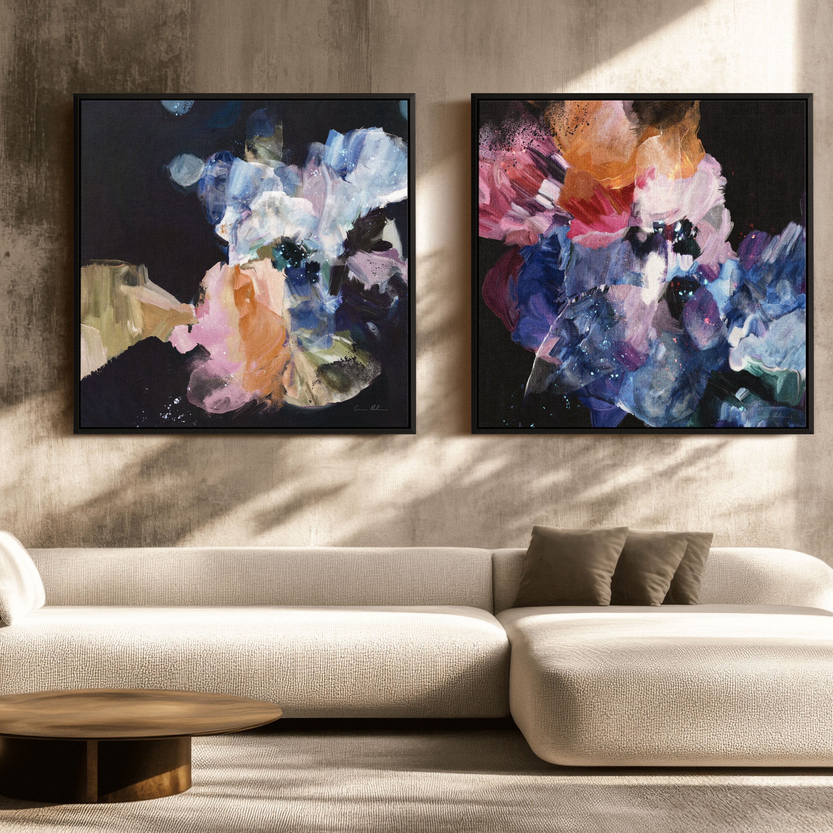 "Nightflower I & VI" Set of 2 on Canvas