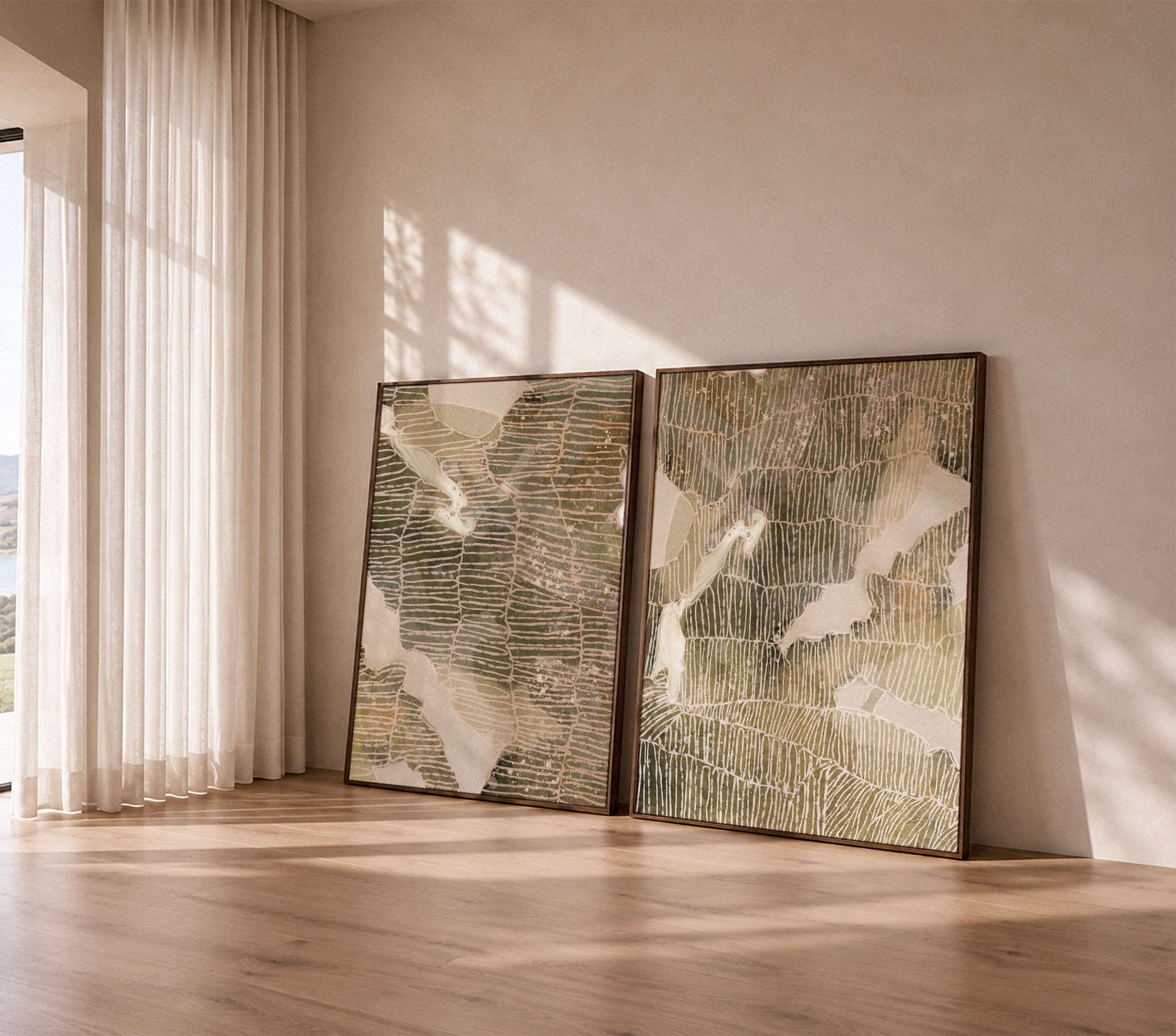 "Paros Fields" Portrait I & II - Set of 2 on Canvas
