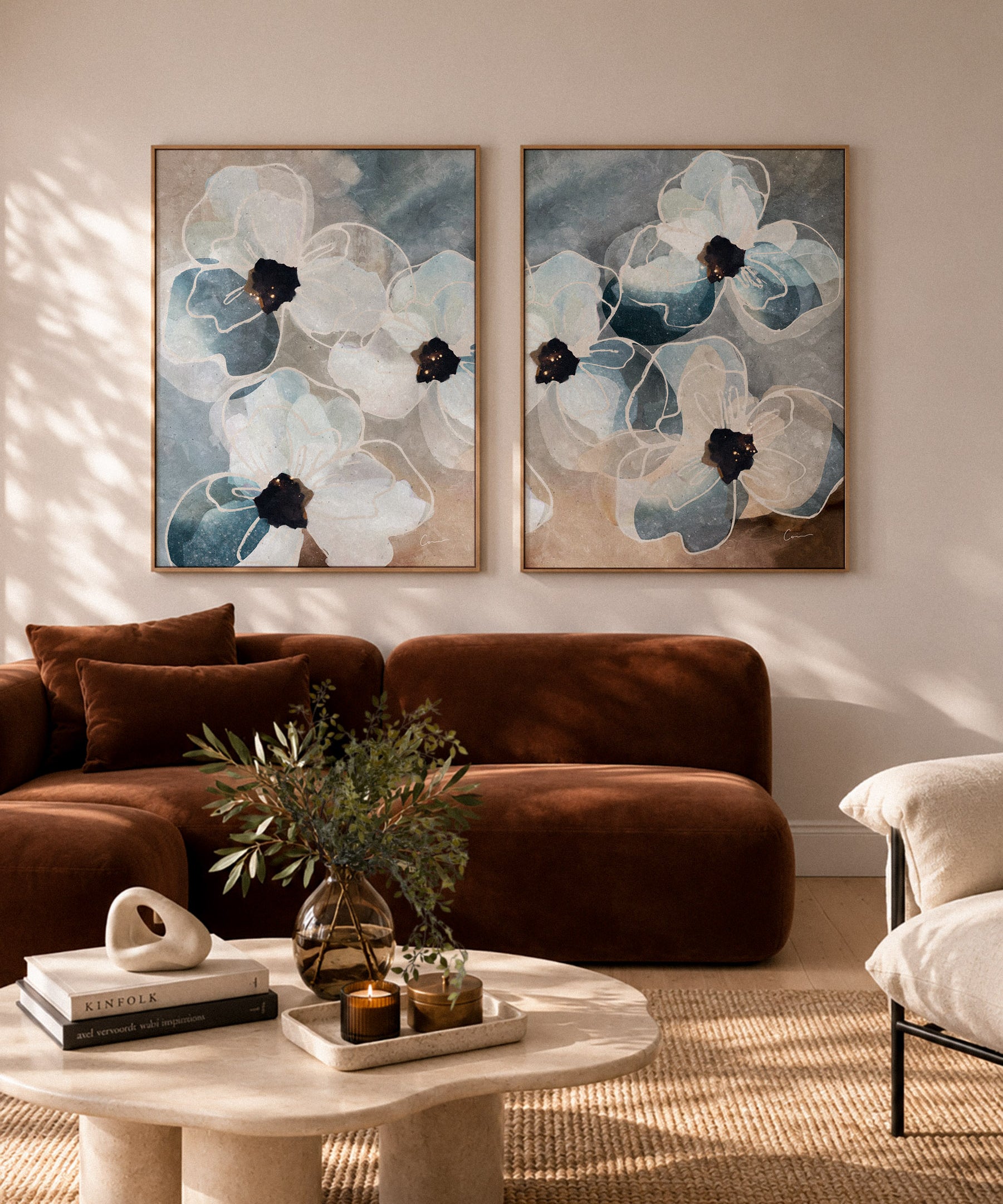 "Portsea Bloom" Portrait I & II - Set of 2 on Canvas