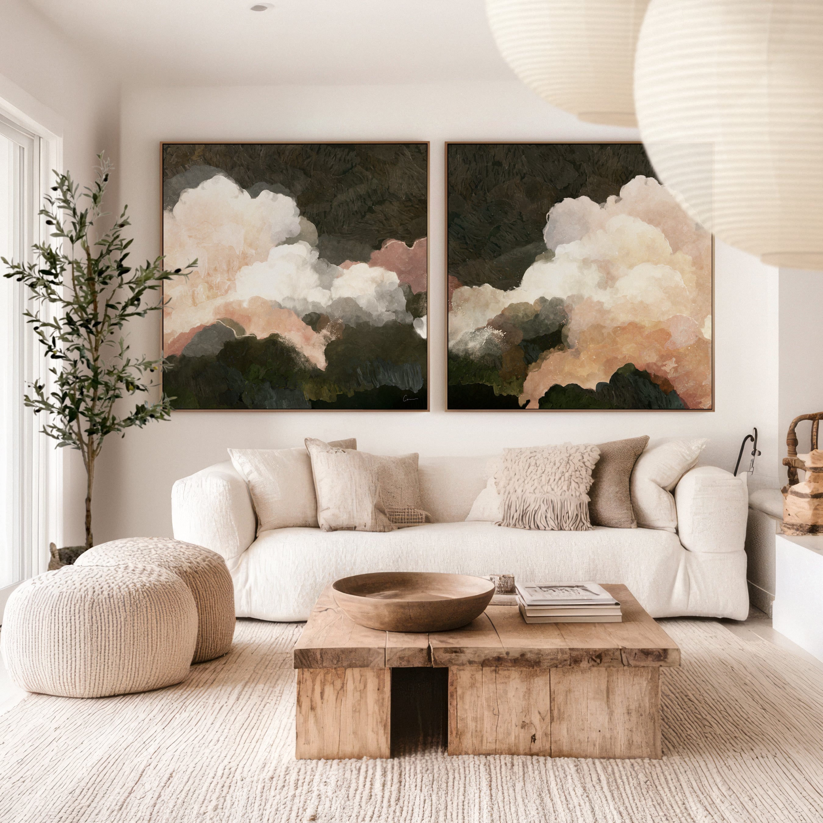 "Alto Cirrus No. 1" & "Alto Cirrus No. 2" on Canvas - Set of 2 Square
