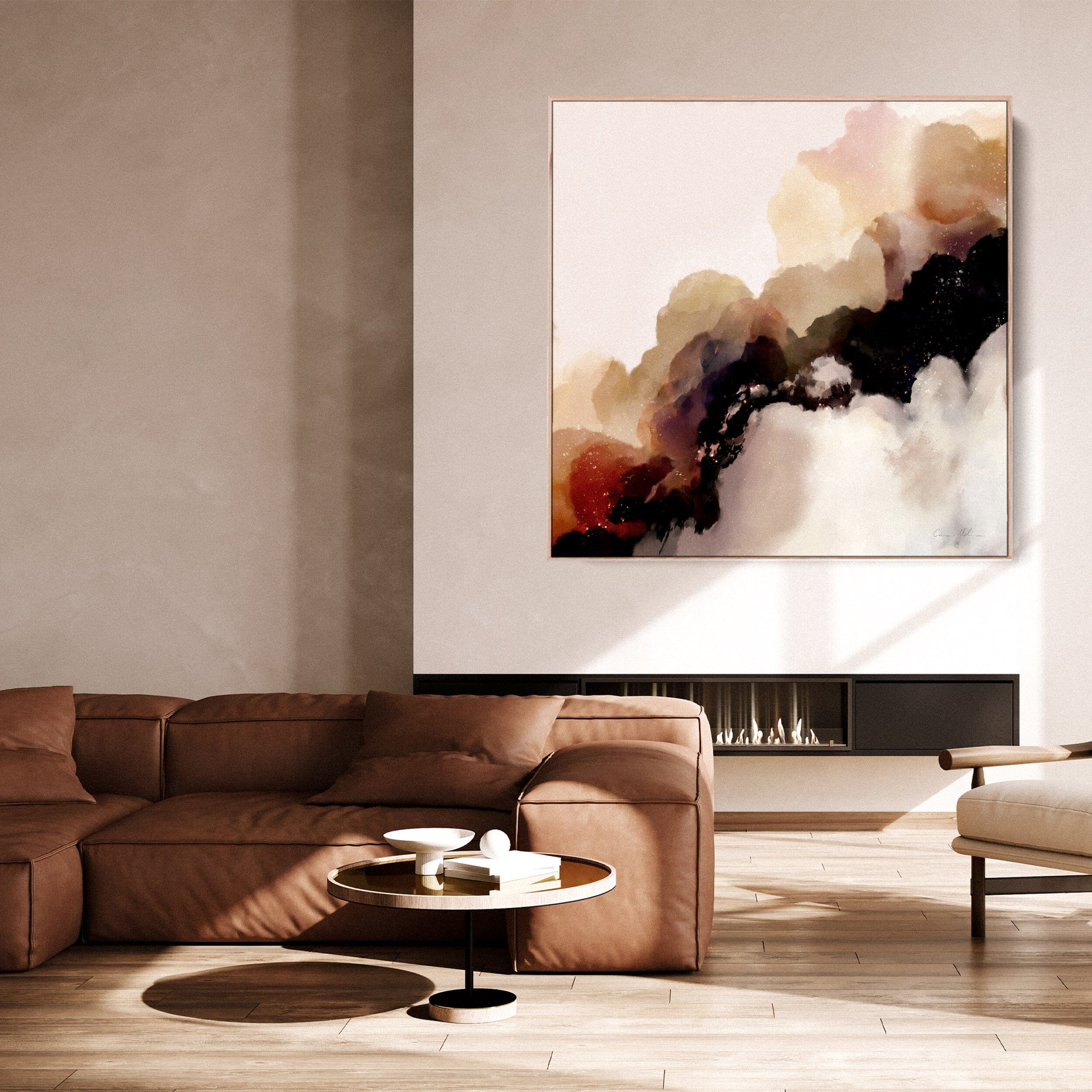 "Alto Stratus No. 1" on Canvas Canvas Wall Art Corinne Melanie Framed - Oak 54x54in / 140x140cm 