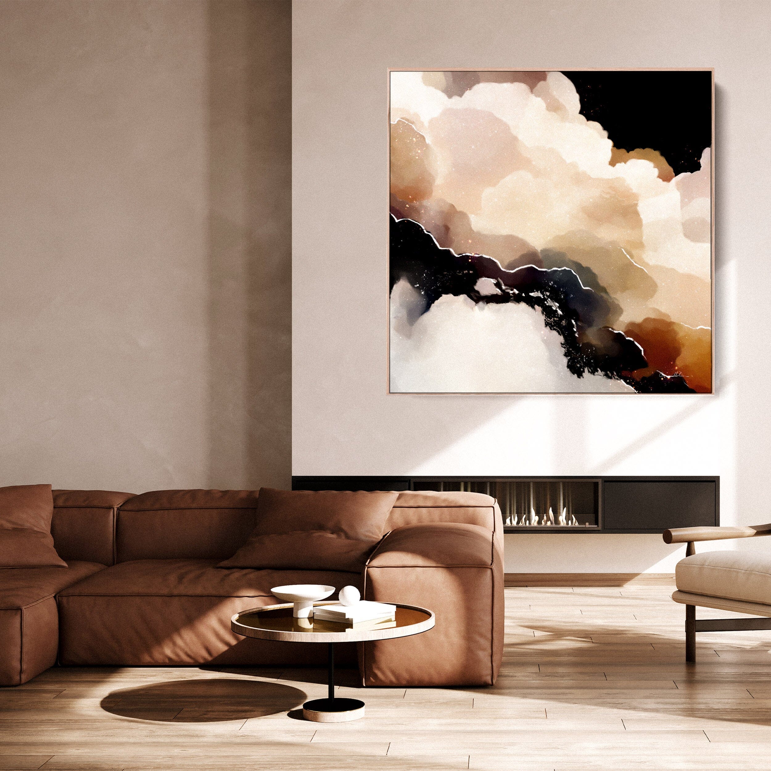"Alto Stratus No. 2" on Canvas - Limited Edition Canvas Wall Art Corinne Melanie Framed - Oak 54x54in / 140x140cm 