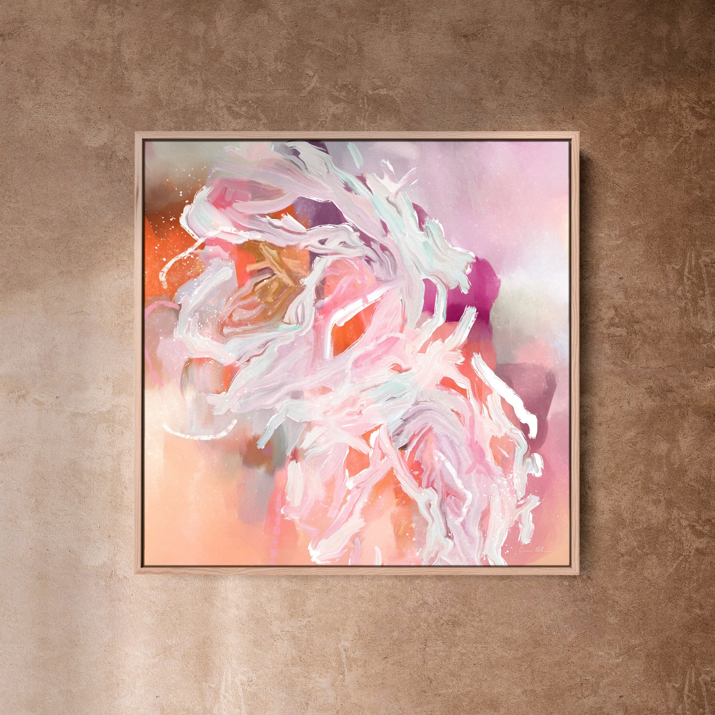 "Calypso No. 2" on Canvas Canvas Wall Art Corinne Melanie Professionally Framed - Oak XS: 20x20in / 50x50cm 