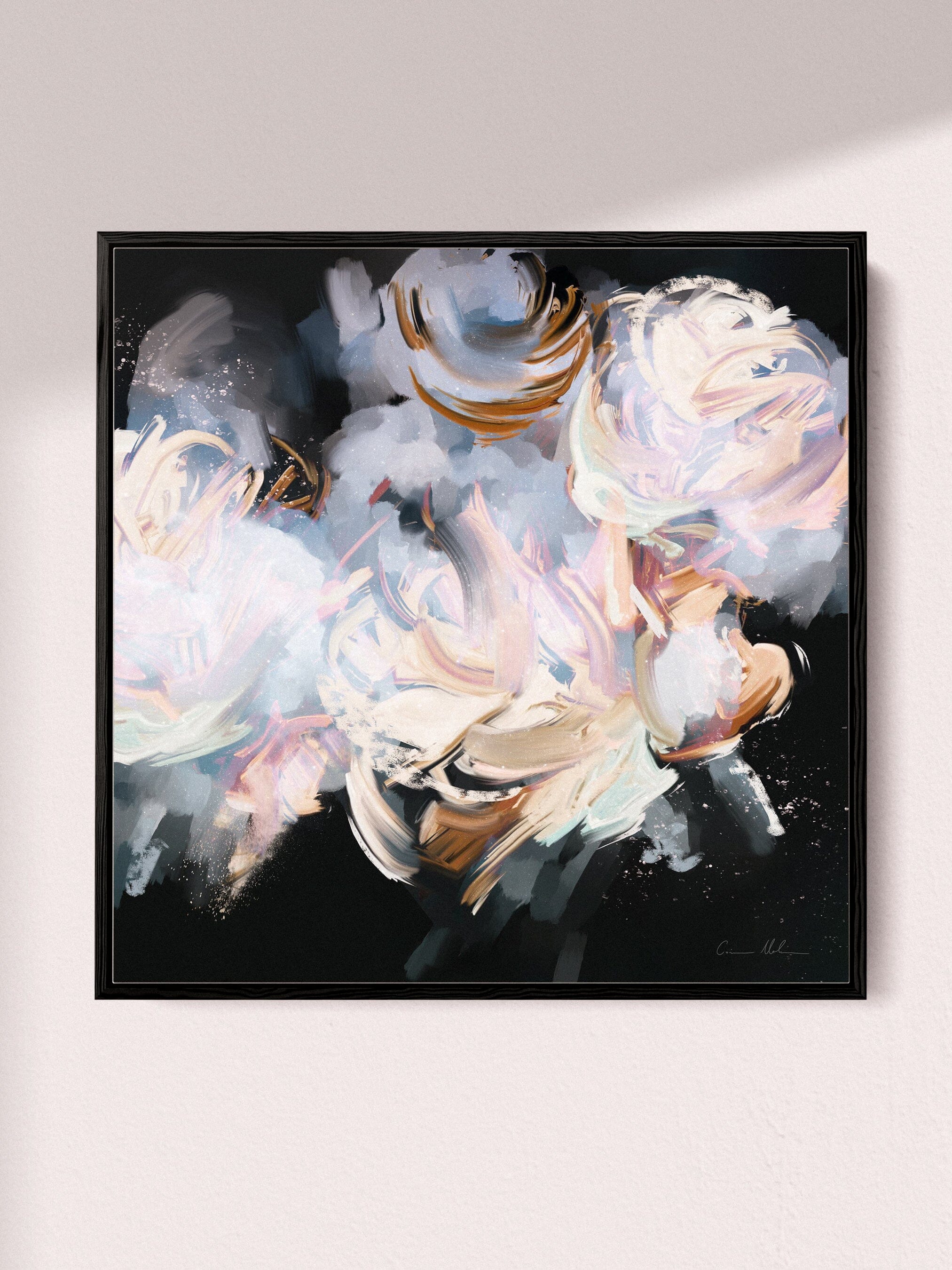 "Capri" on Canvas Canvas Wall Art Corinne Melanie Square XS: 20x20in / 50x50cm Professionally Framed - Black 