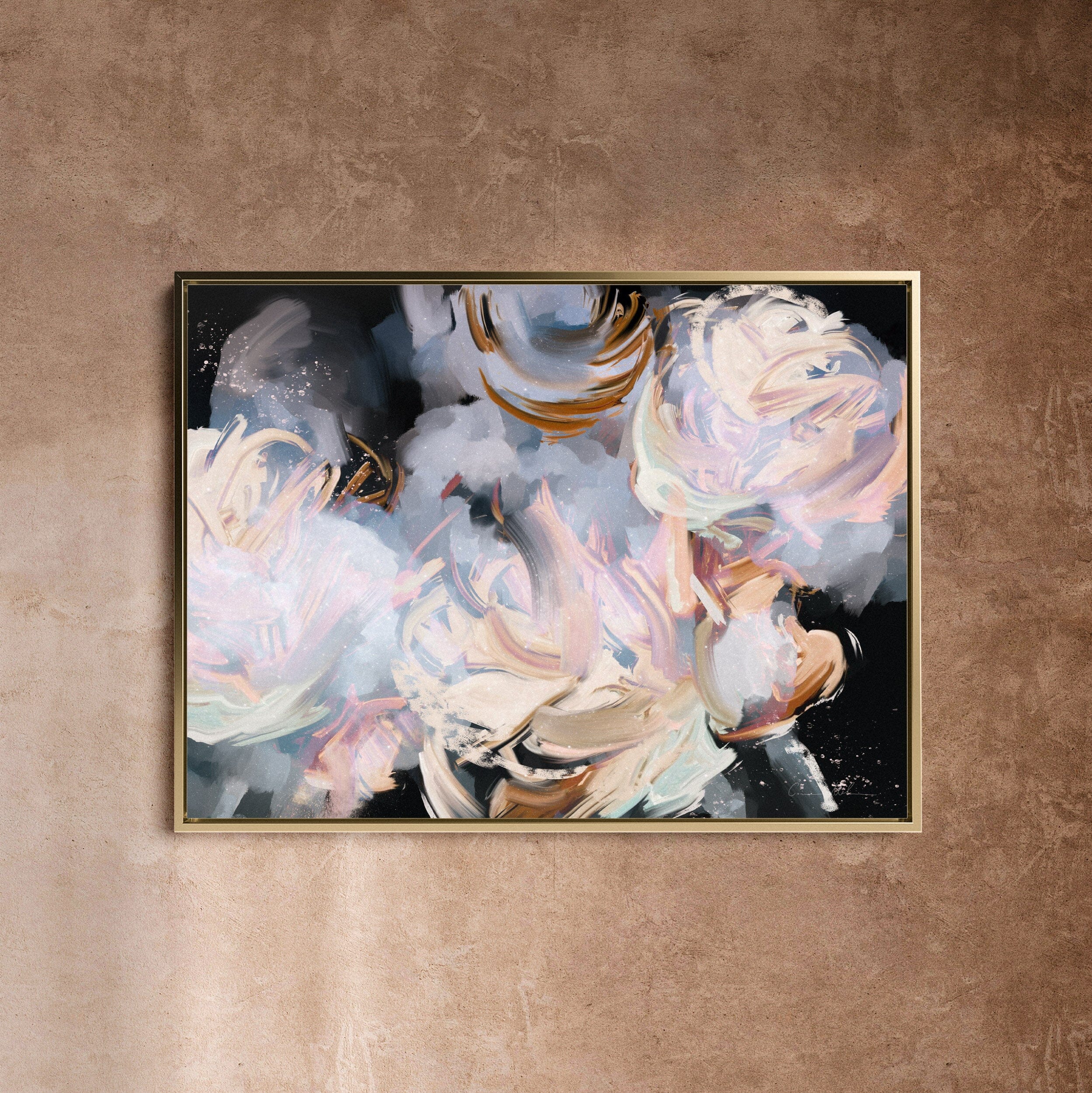 "Capri" on Canvas - Landscape Canvas Wall Art Corinne Melanie Professionally Framed - Gold S: 32x24in / 80x60cm 