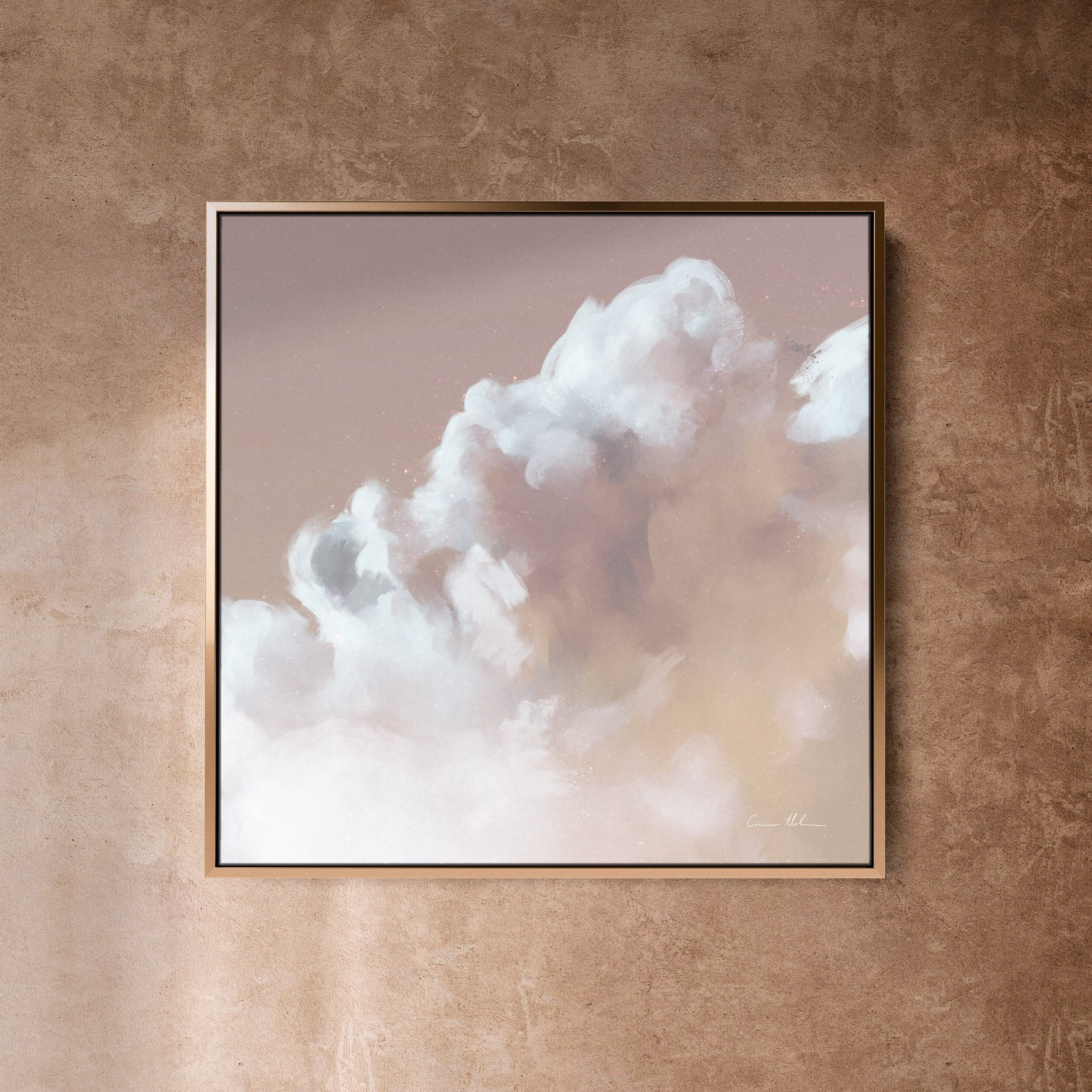 "Chroma Cloud No. 2" Square on Canvas Canvas Wall Art Corinne Melanie Professionally Framed - Gold 20x20in / 50x50cm 