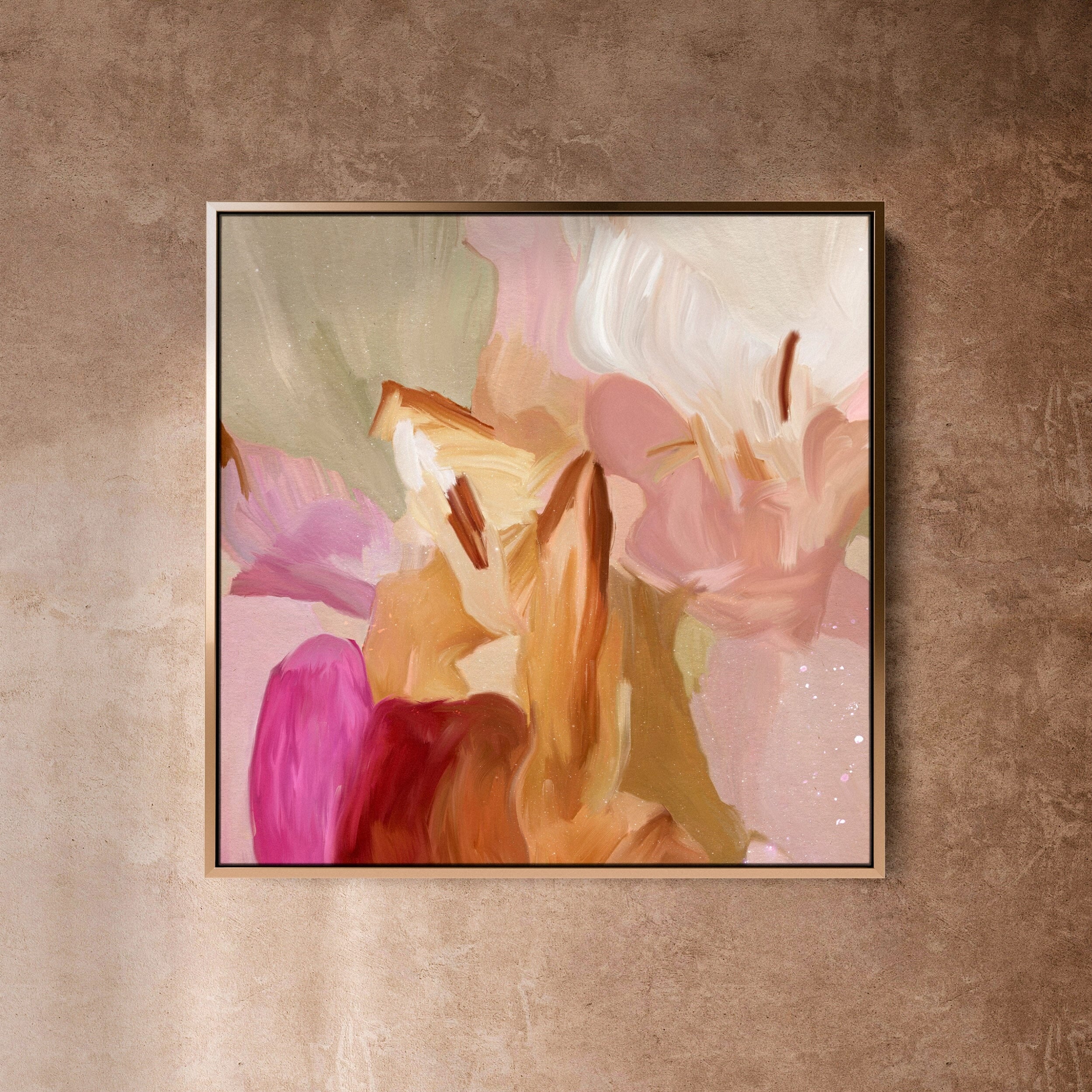 "Clara Auri No. 11" on Canvas - Square Canvas Wall Art Corinne Melanie Professionally Framed - Gold 20x20in / 50x50cm 