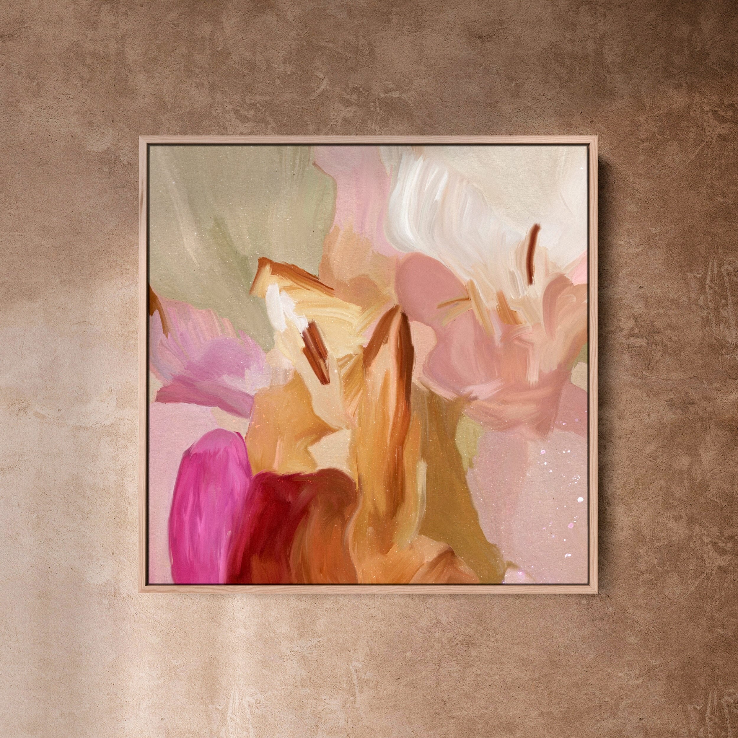 "Clara Auri No. 11" on Canvas - Square Canvas Wall Art Corinne Melanie Professionally Framed - Oak 20x20in / 50x50cm 