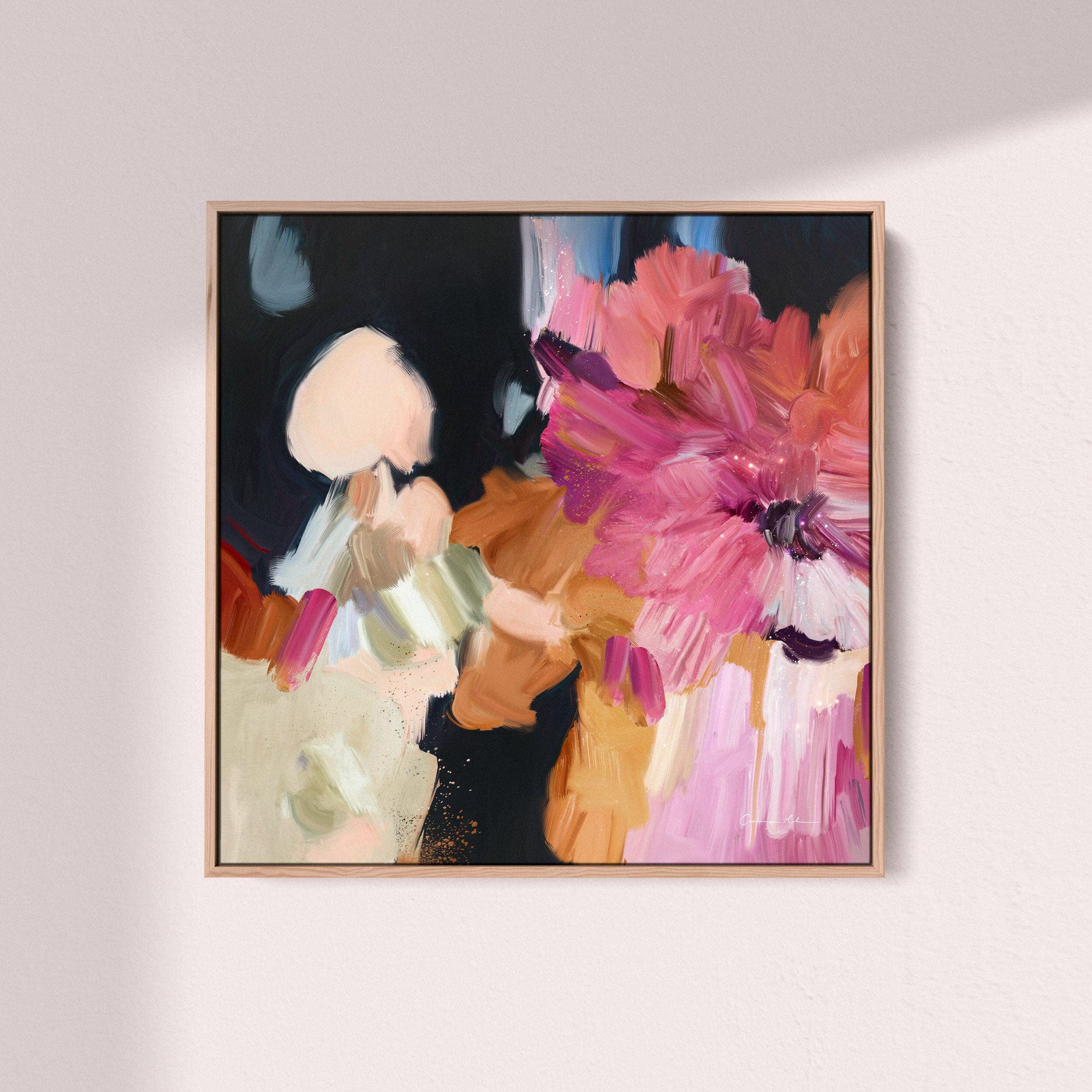 "Clara Auri No. 4" on Canvas Canvas Wall Art Corinne Melanie Professionally Framed - Oak 20x20in / 50x50cm 