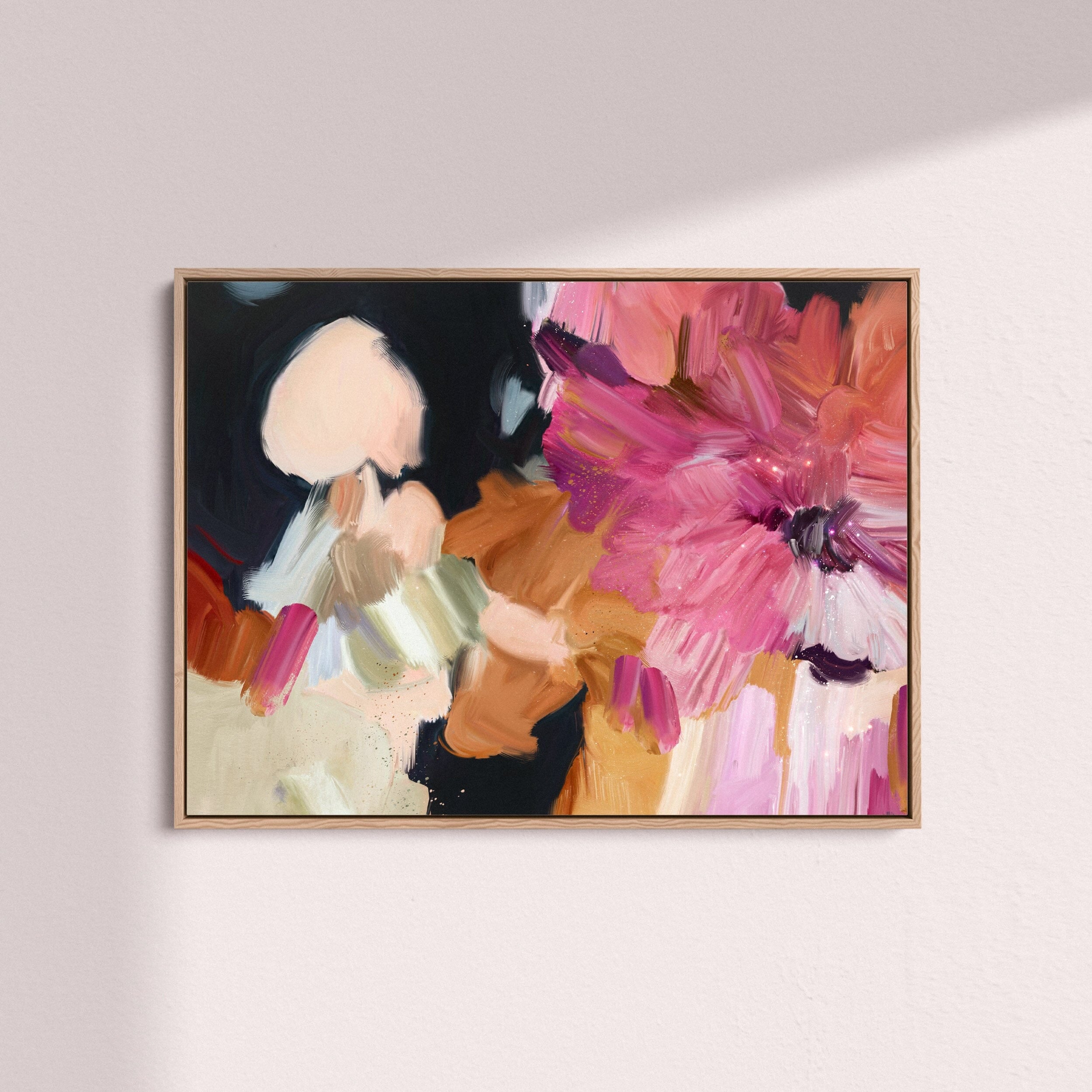 "Clara Auri No. 4" on Canvas - Landscape Canvas Wall Art Corinne Melanie Professionally Framed - Oak S: 32x24in / 80x60cm 