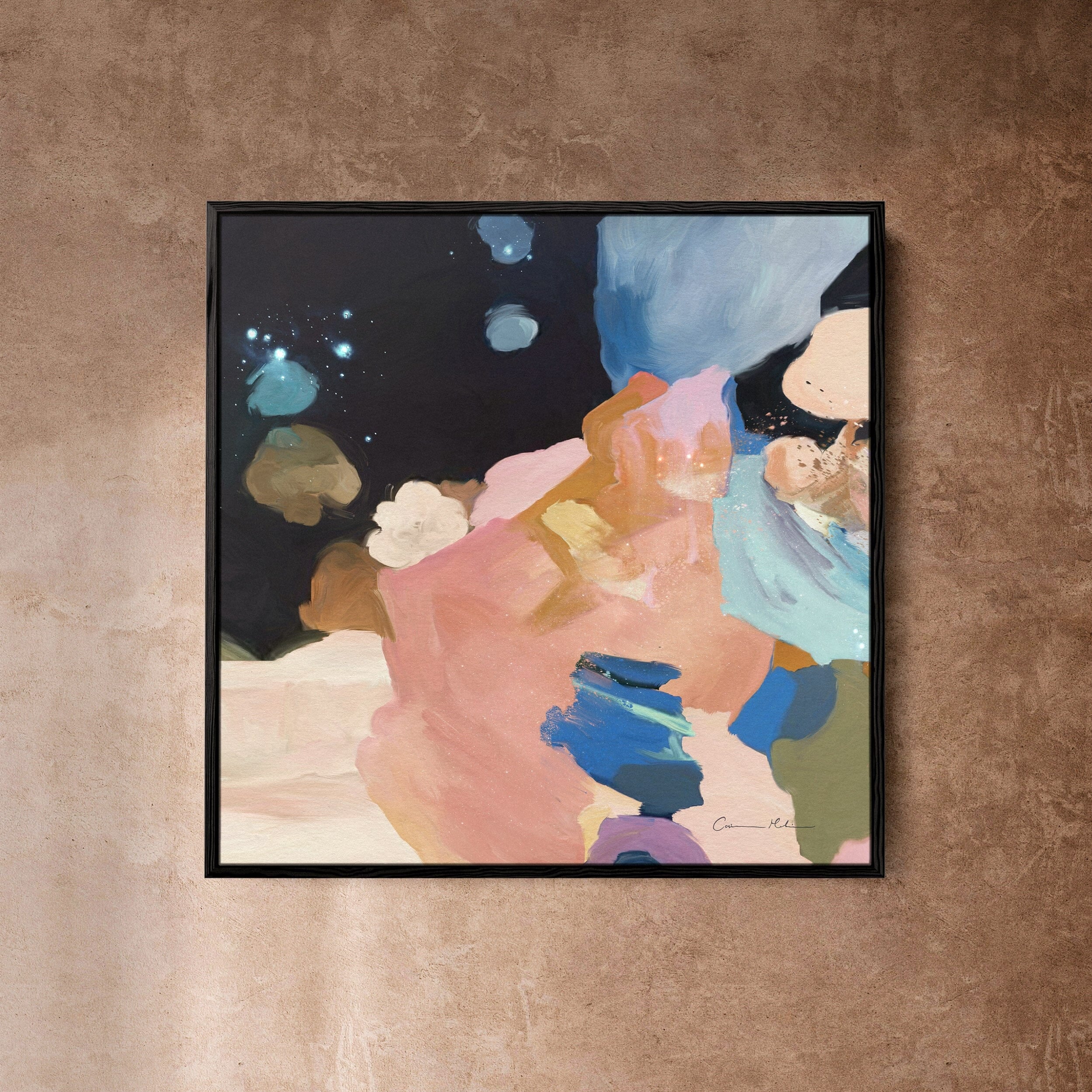"Clara Auri No. 6" on Canvas Canvas Wall Art Corinne Melanie Professionally Framed - Black 20x20in / 50x50cm 