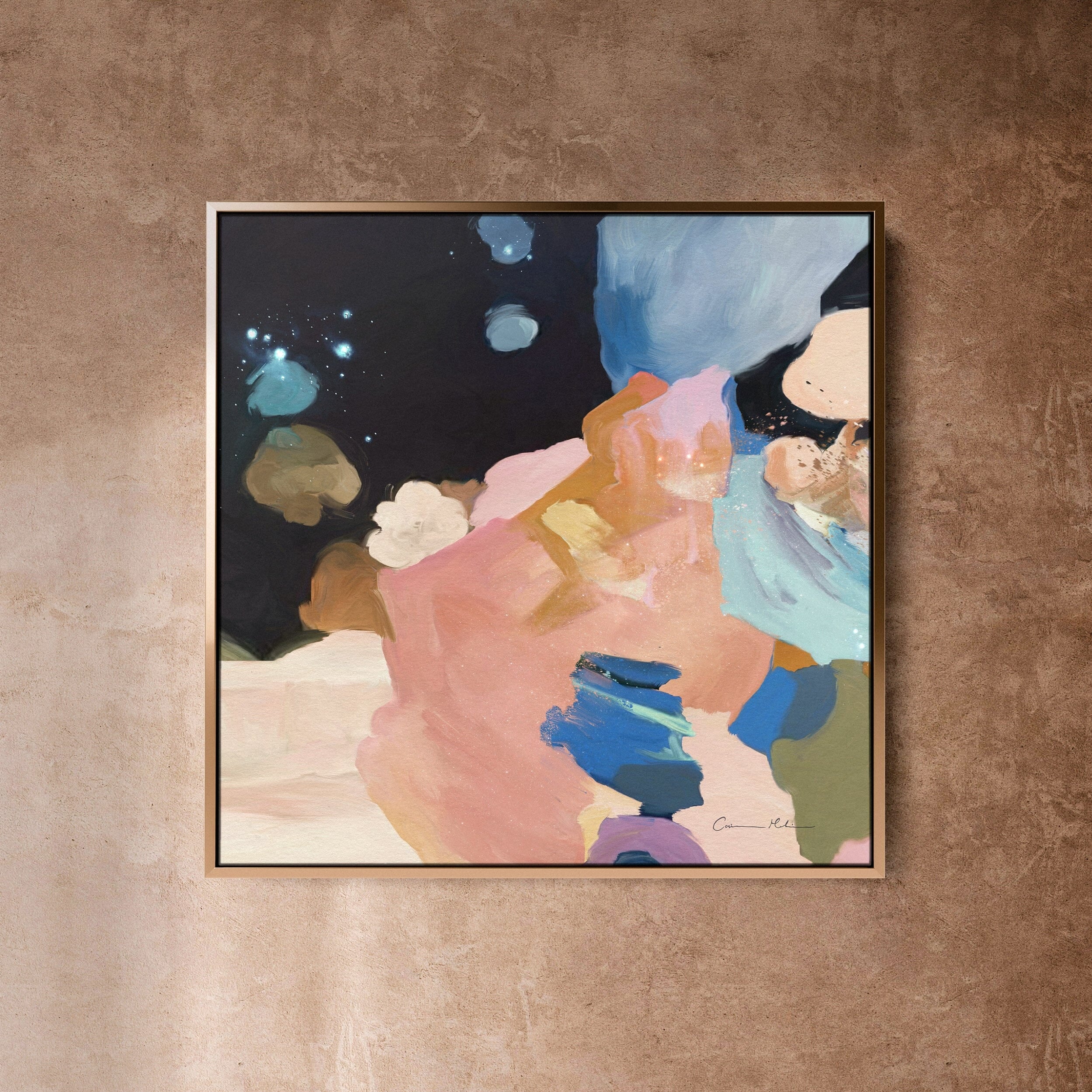 "Clara Auri No. 6" on Canvas Canvas Wall Art Corinne Melanie Professionally Framed - Gold 20x20in / 50x50cm 