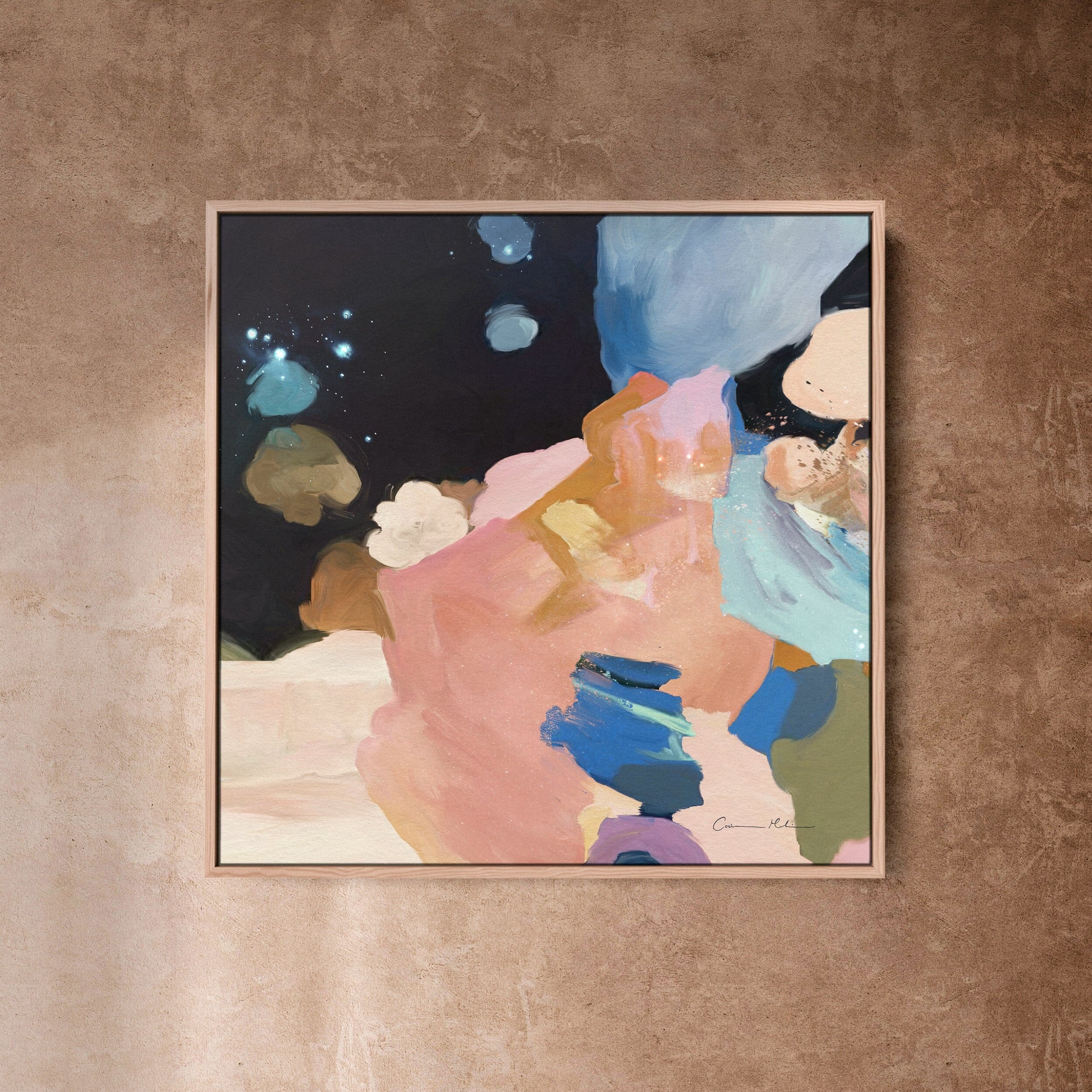 "Clara Auri No. 6" on Canvas Canvas Wall Art Corinne Melanie Professionally Framed - Oak 20x20in / 50x50cm 