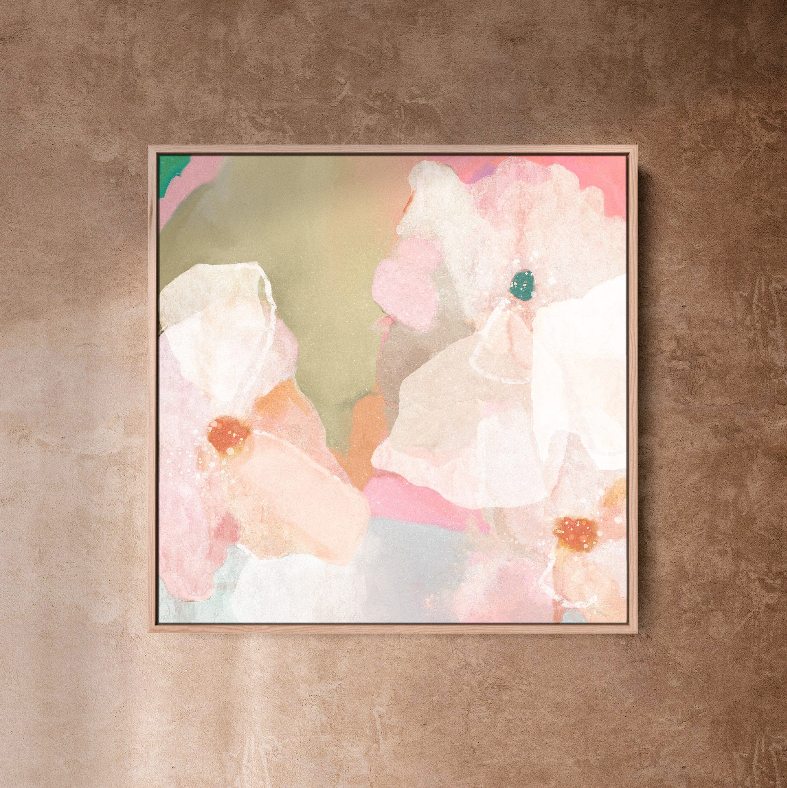 "Fiji No. 3" on Canvas - Square Canvas Wall Art Corinne Melanie Professionally Framed - Oak XS: 20x20in / 50x50cm 