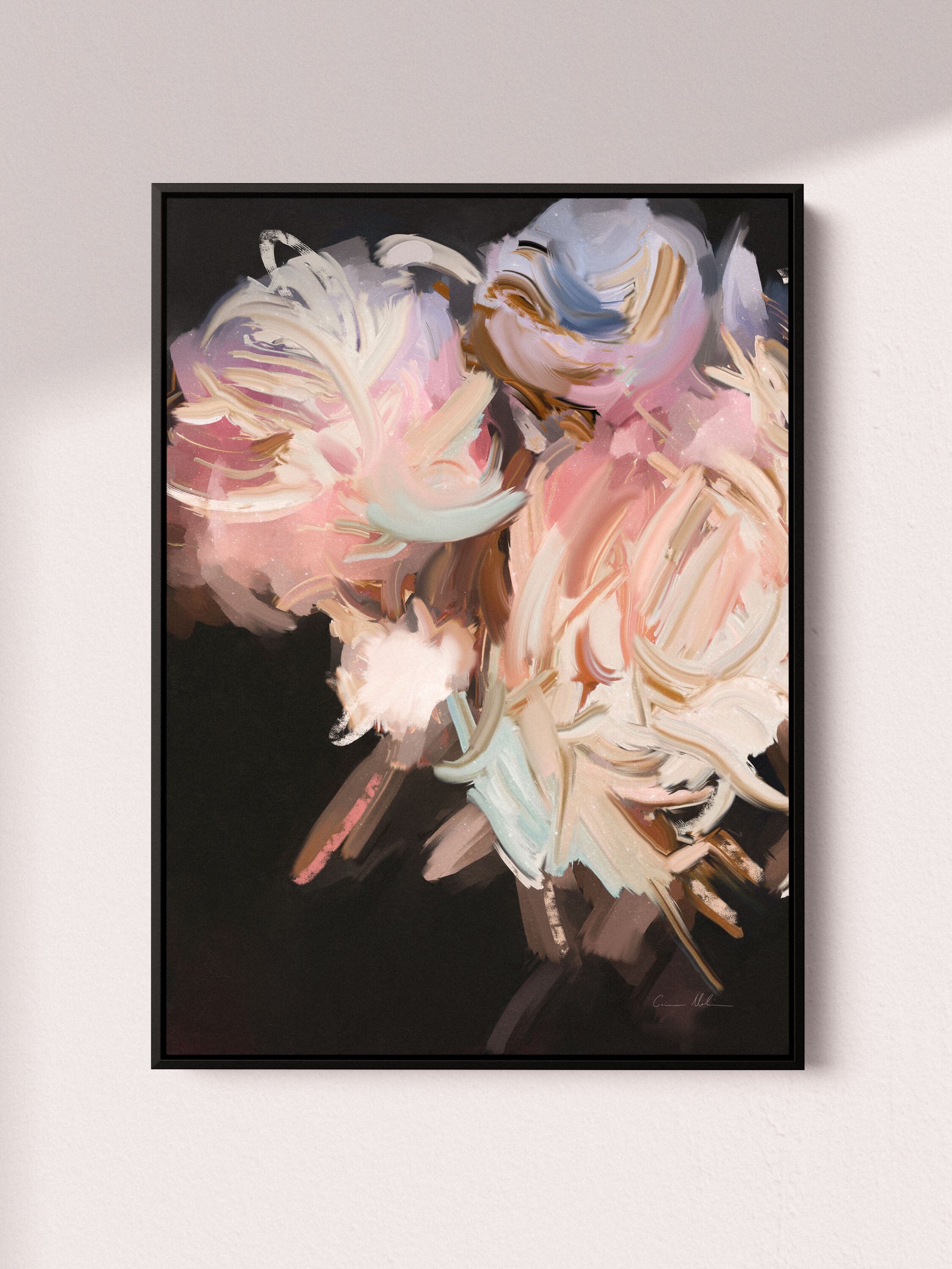 "Florence" on Canvas - Portrait Canvas Wall Art Corinne Melanie Art Professionally Framed - Black 24x32in / 60x80cm 