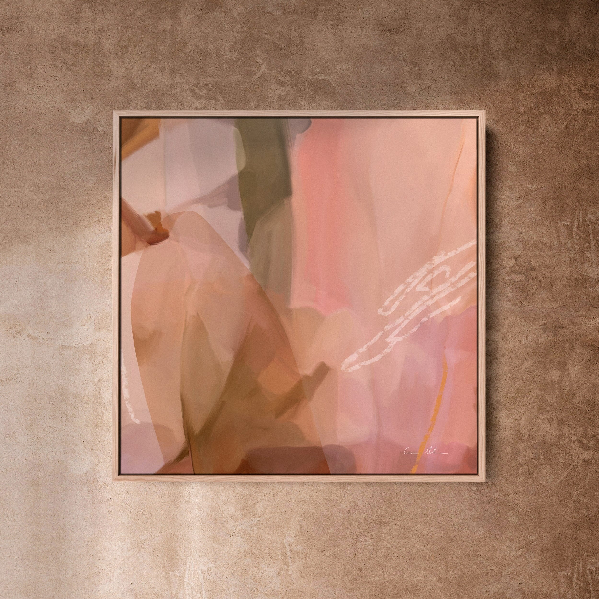 "Gold Coast" on Canvas - Square II Canvas Wall Art Corinne Melanie Professionally Framed - Oak XS: 20x20in / 50x50cm 