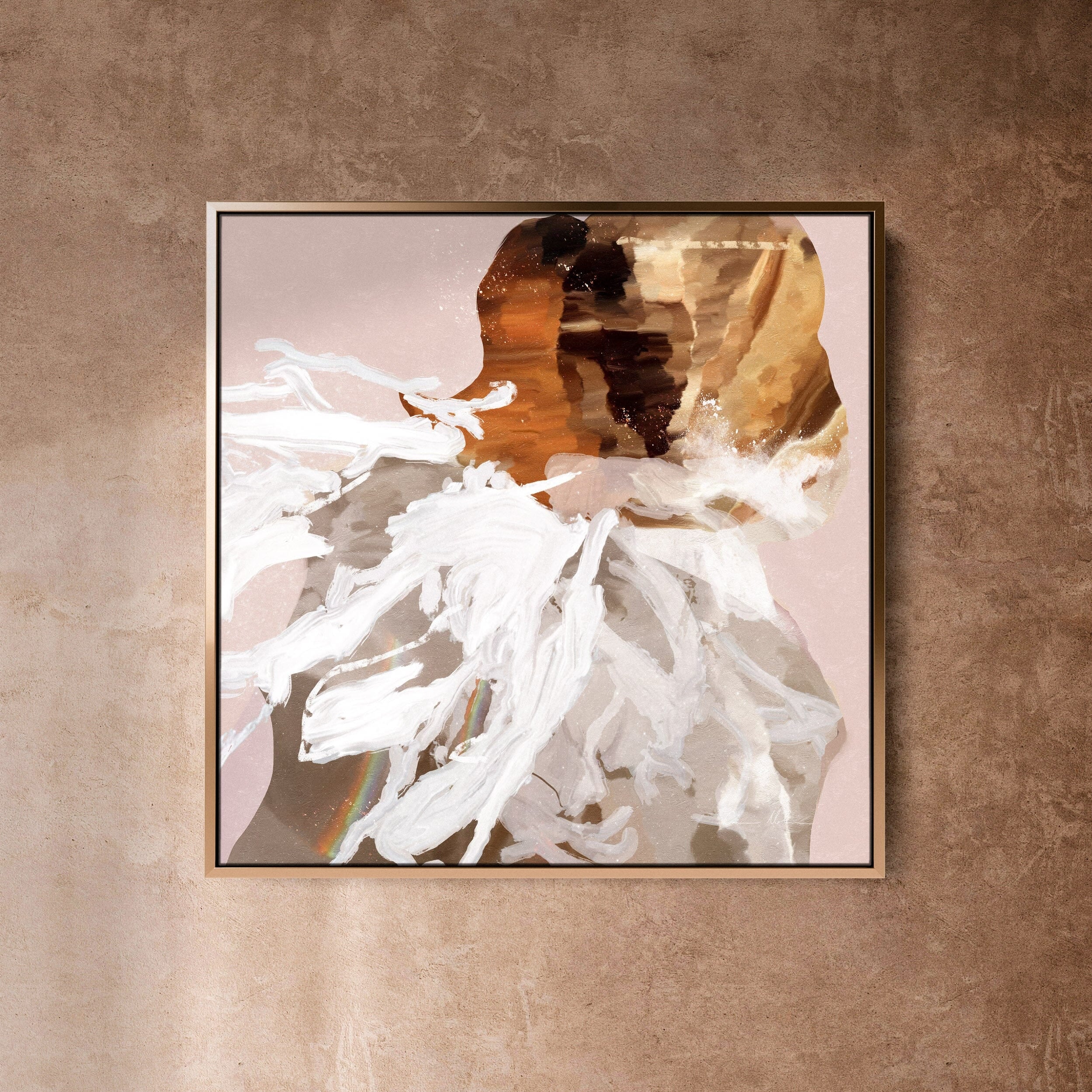 "Kununurra II" on Canvas - Square Canvas Wall Art Corinne Melanie Professionally Framed - Gold XS: 20x20in / 50x50cm 