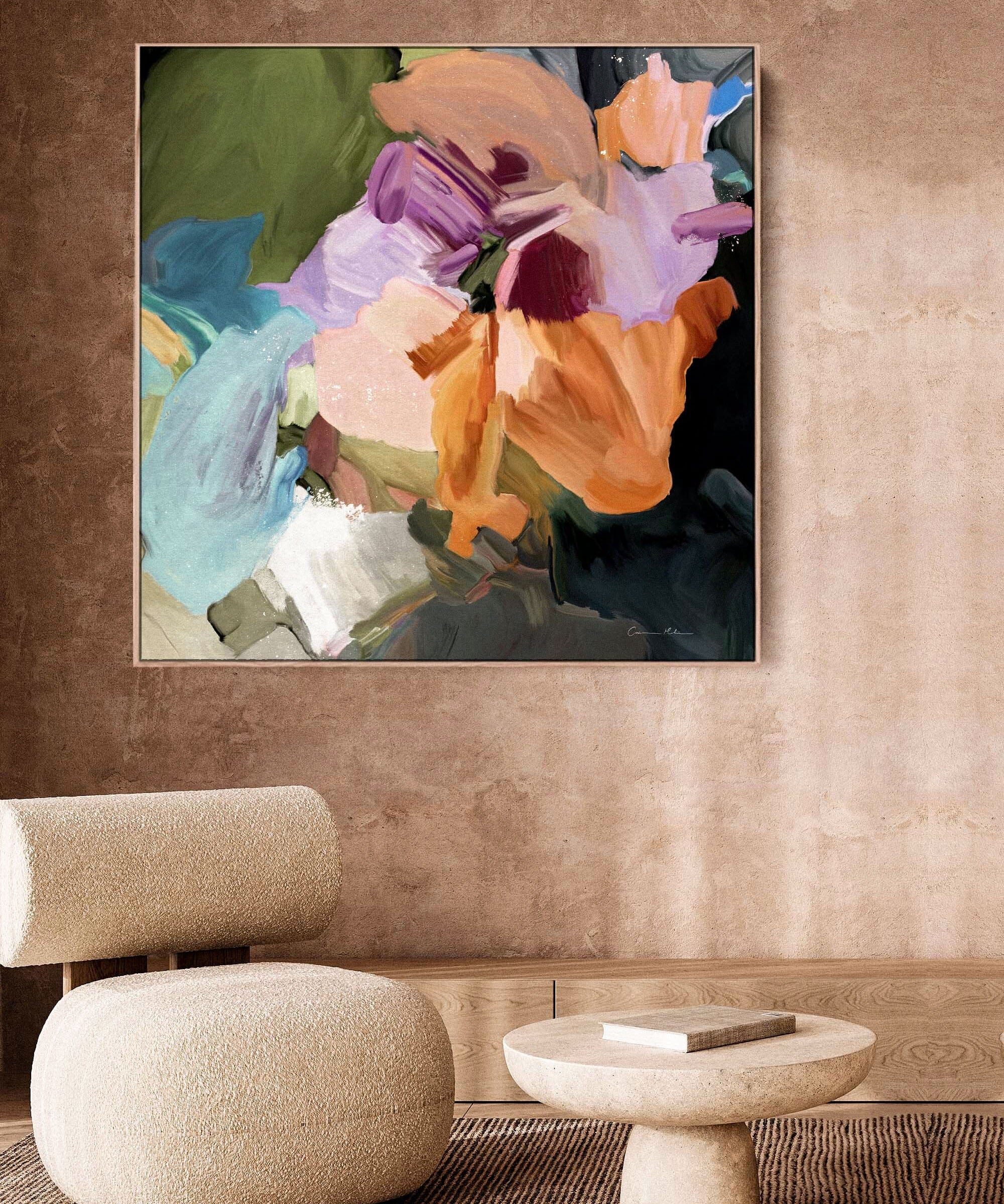 "Mons Vita II" on Canvas Canvas Wall Art Corinne Melanie Professionally Framed - Oak 20x20in / 50x50cm 