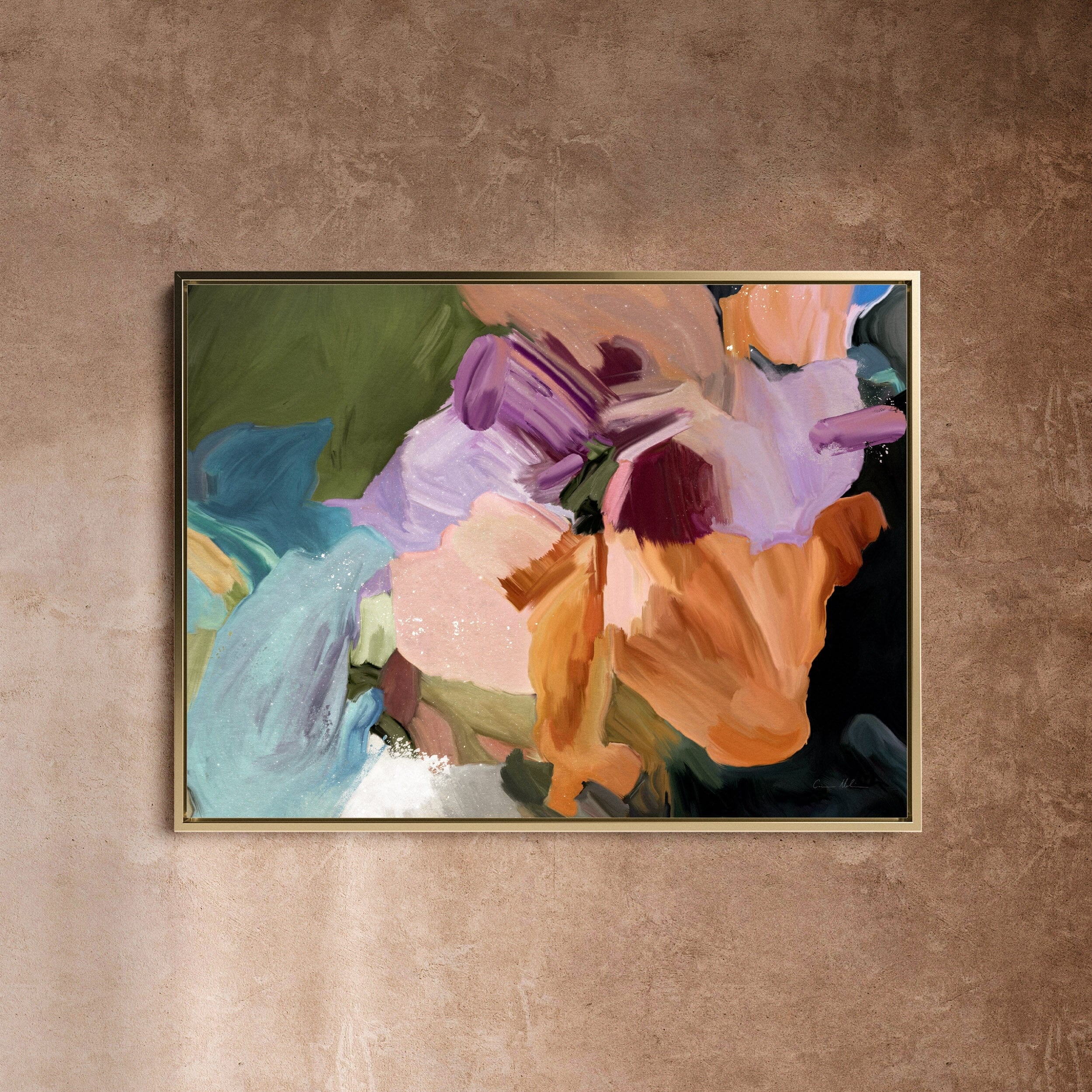 "Mons Vita II" on Canvas - Landscape Canvas Wall Art Corinne Melanie Professionally Framed - Gold S: 32x24in / 80x60cm 