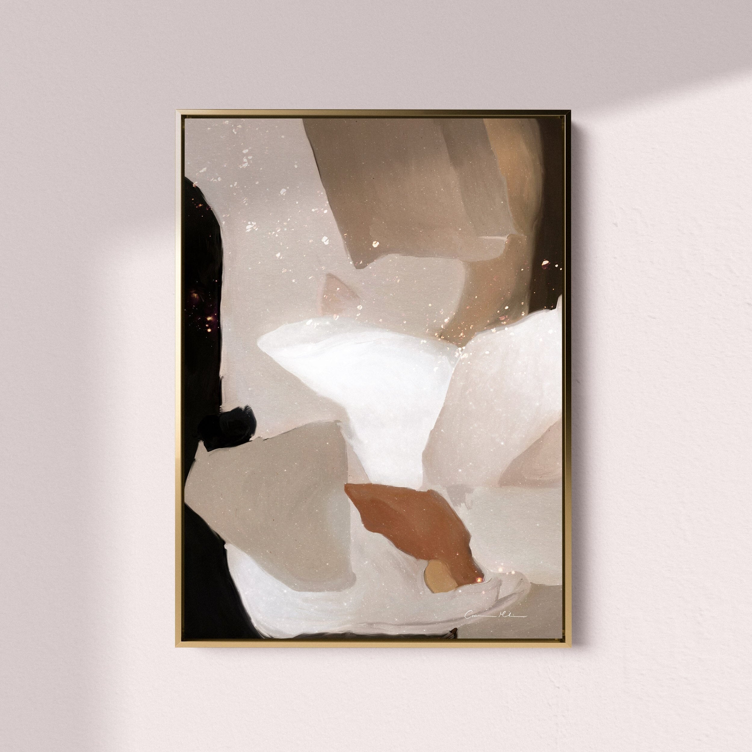 "Mons Vita III" on Canvas - Portrait Canvas Wall Art Corinne Melanie Art Professionally Framed - Gold 24x32in / 60x80cm 