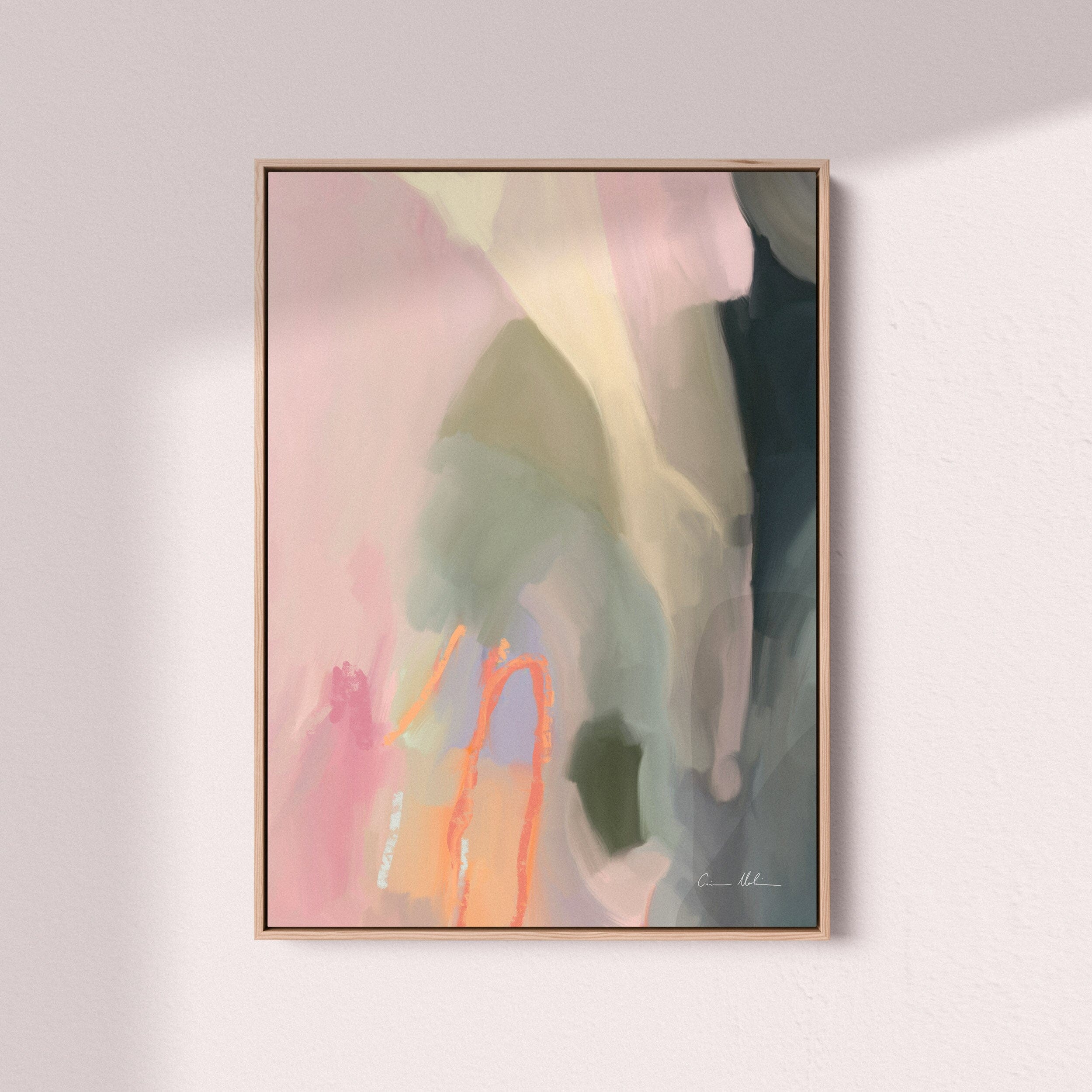 "Munich" on Canvas - Portrait II Canvas Wall Art Corinne Melanie Art Professionally Framed - Oak 24x32in / 60x80cm 