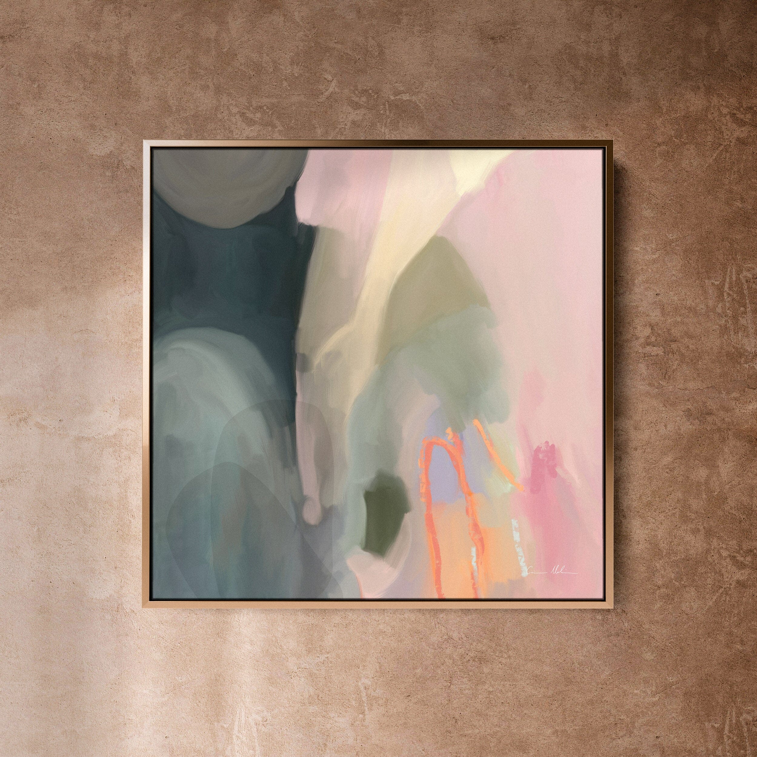 "Munich" on Canvas - Square II Canvas Wall Art Corinne Melanie Professionally Framed - Gold 20x20in / 50x50cm 
