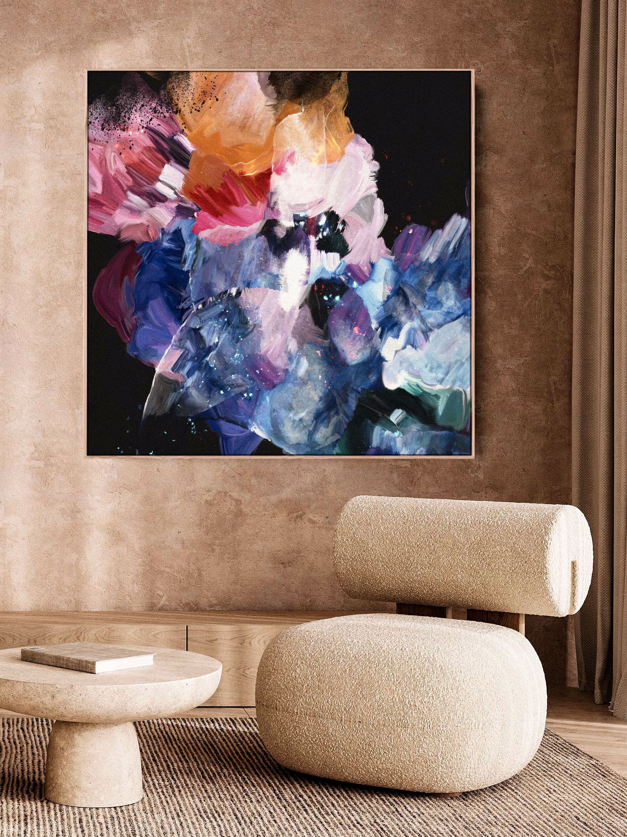 "Nighflower I" on Canvas Canvas Wall Art Corinne Melanie Professionally Framed - Oak 20x20in / 50x50cm 