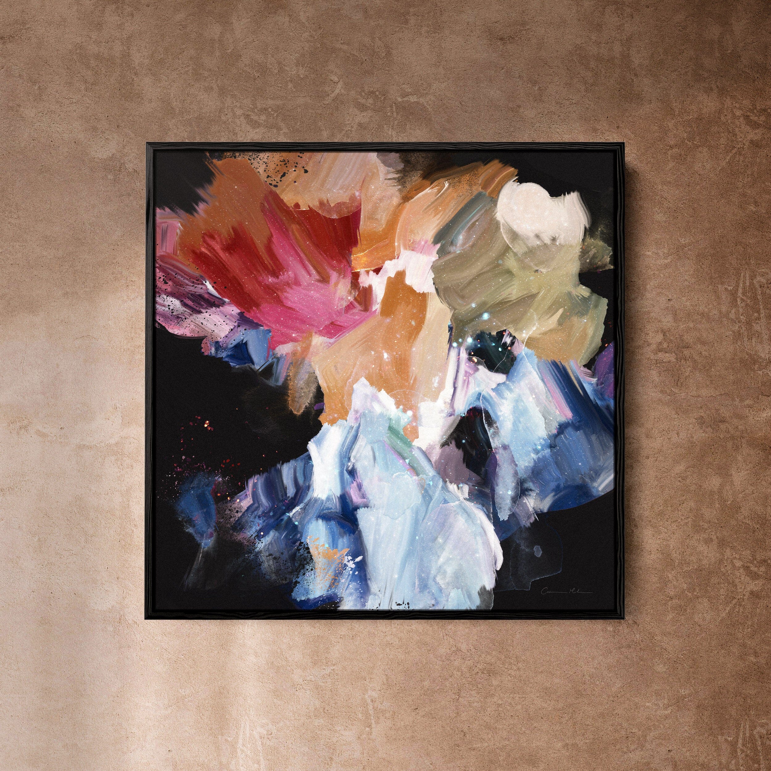 "Nighflower IV" on Canvas Canvas Wall Art Corinne Melanie Professionally Framed - Black 20x20in / 50x50cm 