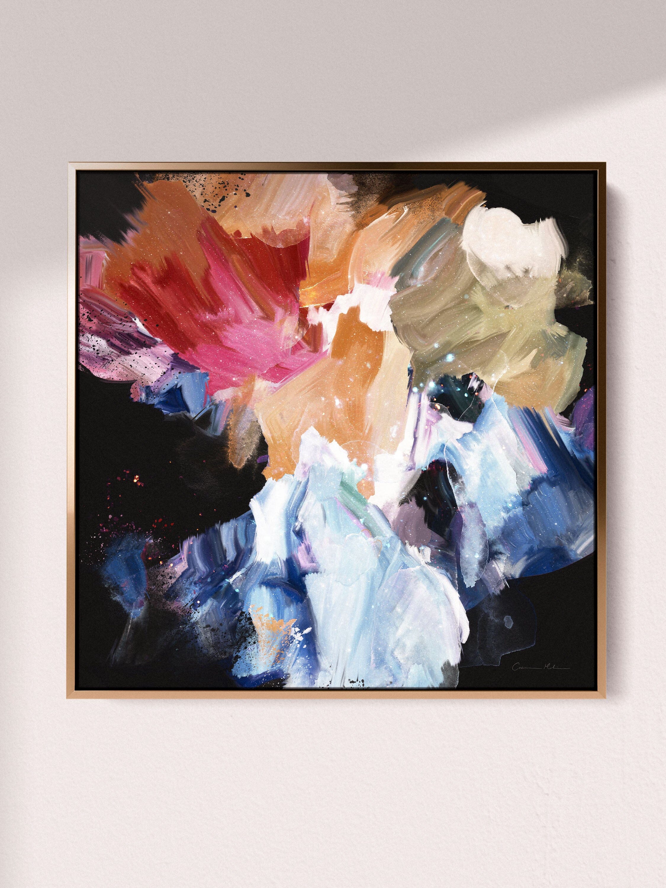 "Nighflower IV" on Canvas Canvas Wall Art Corinne Melanie Professionally Framed - Gold 20x20in / 50x50cm 