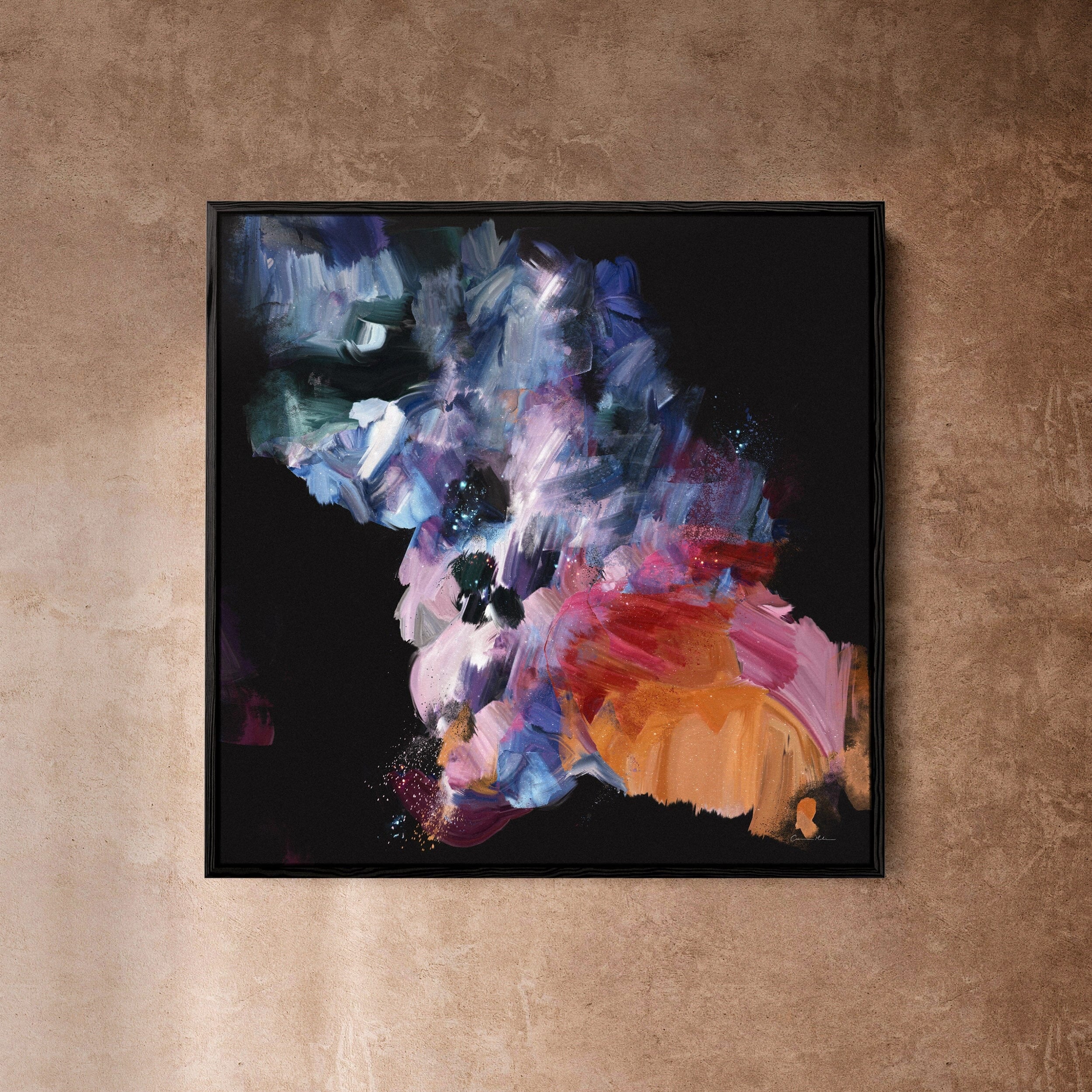 "Nighflower V" on Canvas Canvas Wall Art Corinne Melanie Professionally Framed - Black 20x20in / 50x50cm 