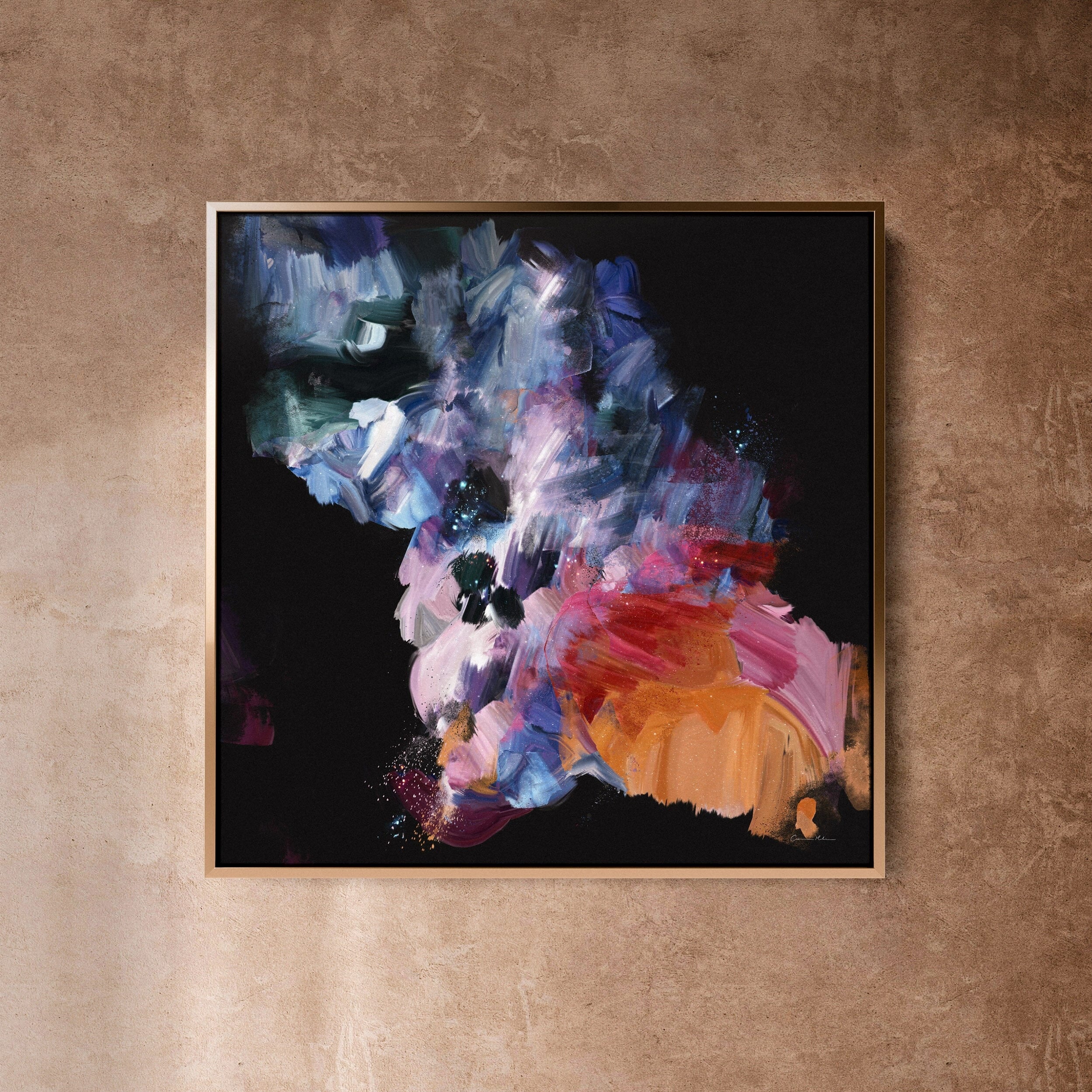 "Nighflower V" on Canvas Canvas Wall Art Corinne Melanie Professionally Framed - Gold 20x20in / 50x50cm 