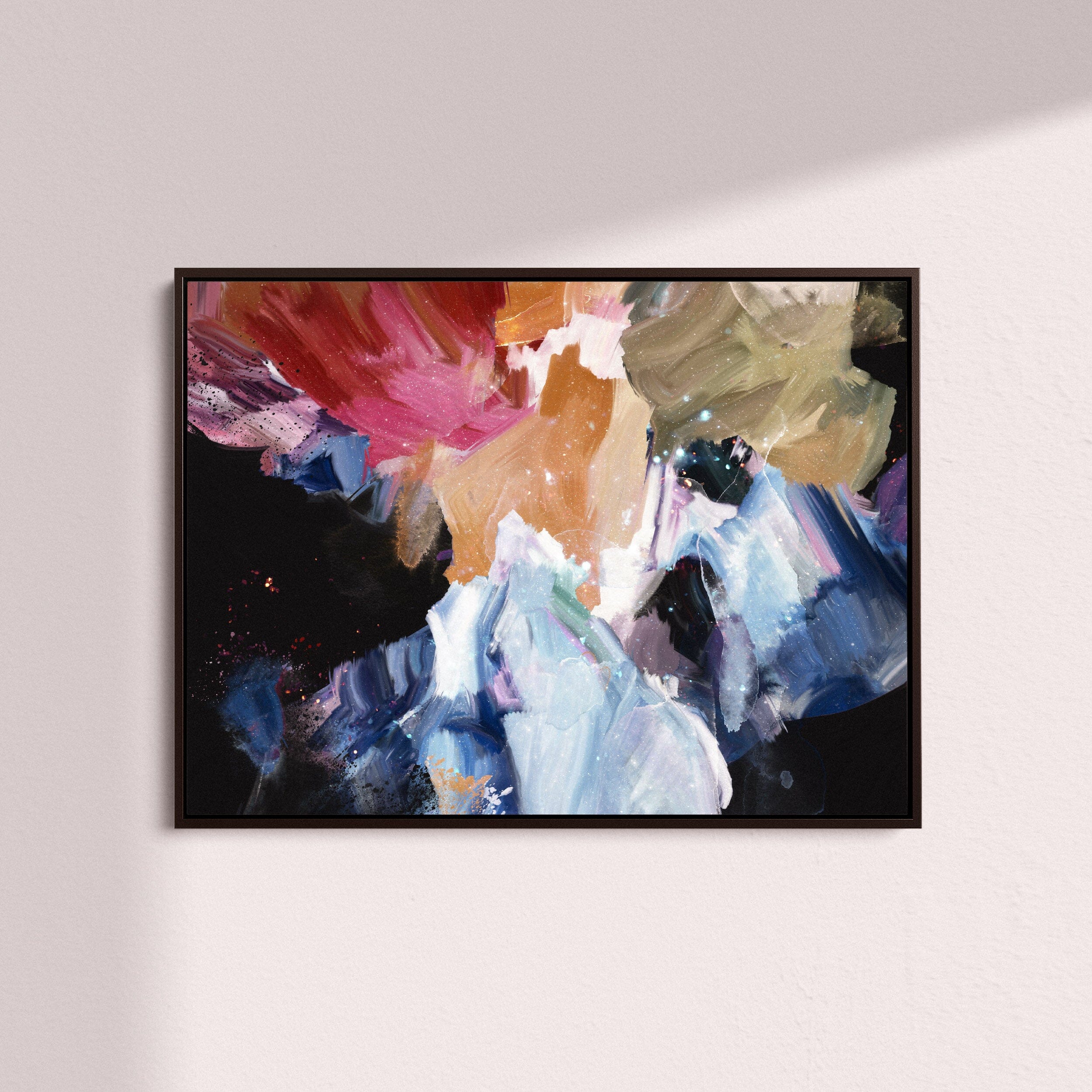 "Nightflower IV" on Canvas - Landscape Canvas Wall Art Corinne Melanie Professionally Framed - Black S: 32x24in / 80x60cm 