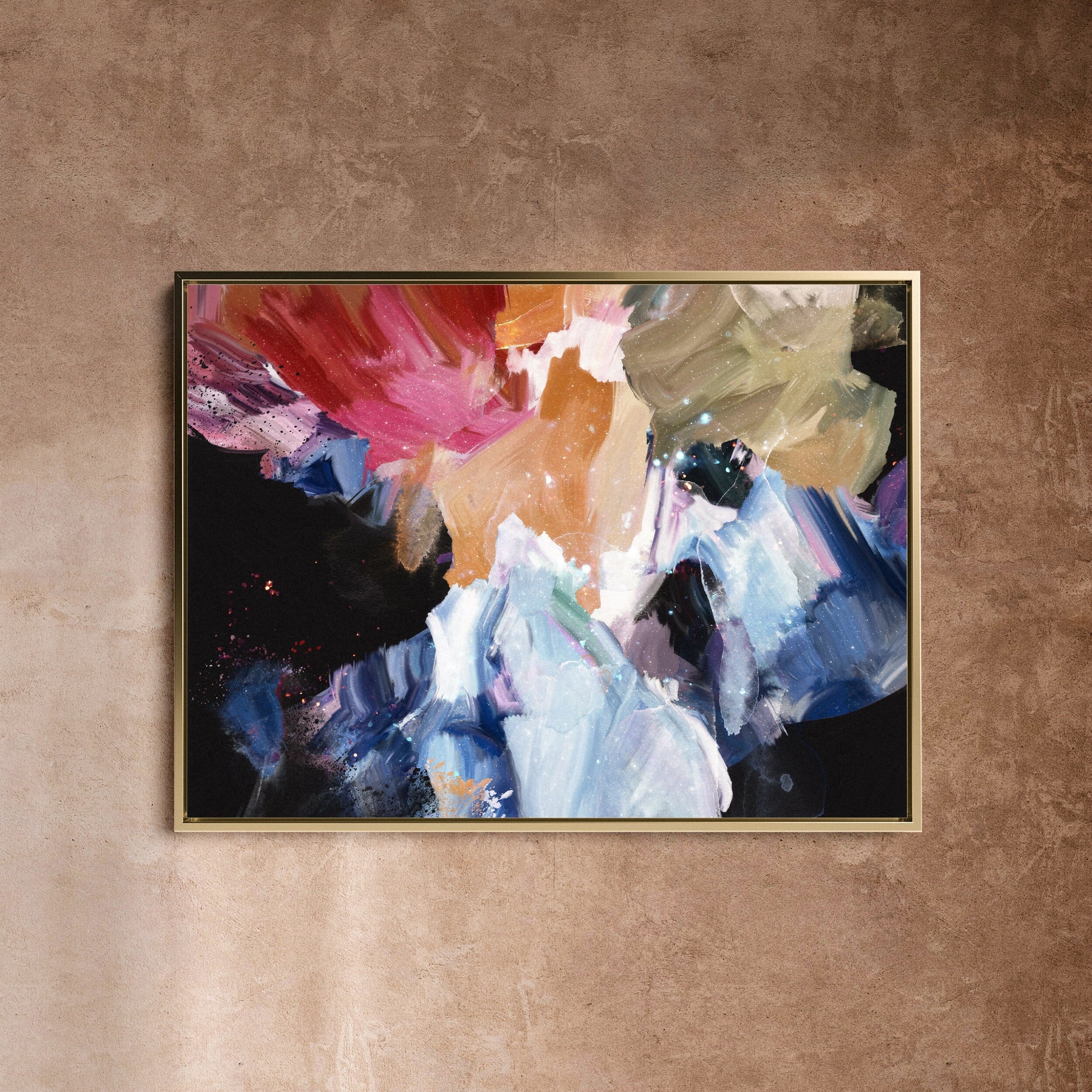 "Nightflower IV" on Canvas - Landscape Canvas Wall Art Corinne Melanie Professionally Framed - Gold S: 32x24in / 80x60cm 