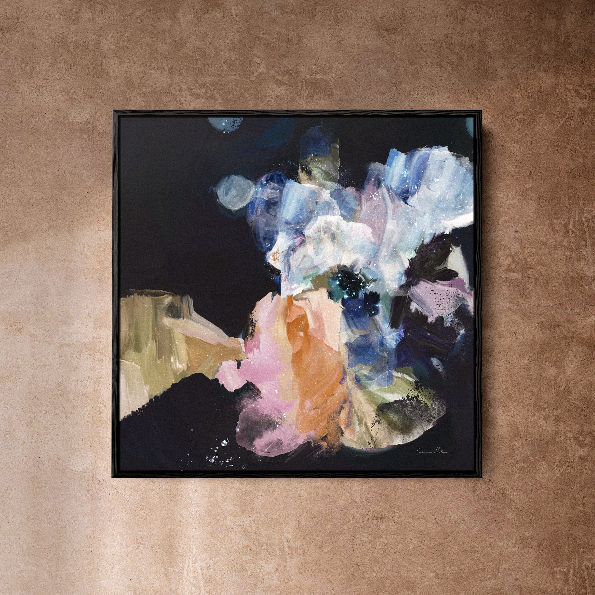 "Nightflower VI" on Canvas Canvas Wall Art Corinne Melanie Professionally Framed - Black 20x20in / 50x50cm 