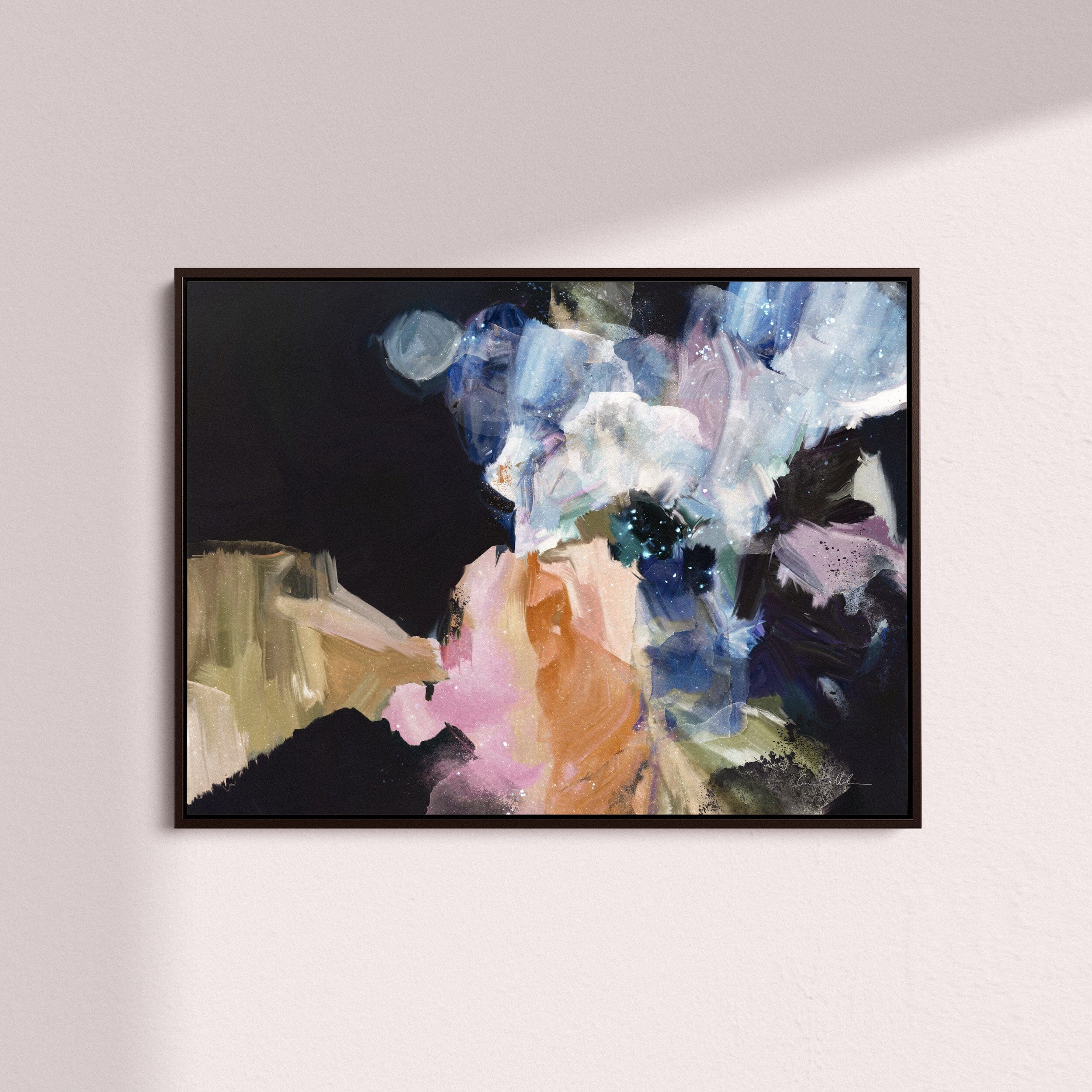 "Nightflower VI" on Canvas - Landscape Canvas Wall Art Corinne Melanie Professionally Framed - Black S: 32x24in / 80x60cm 