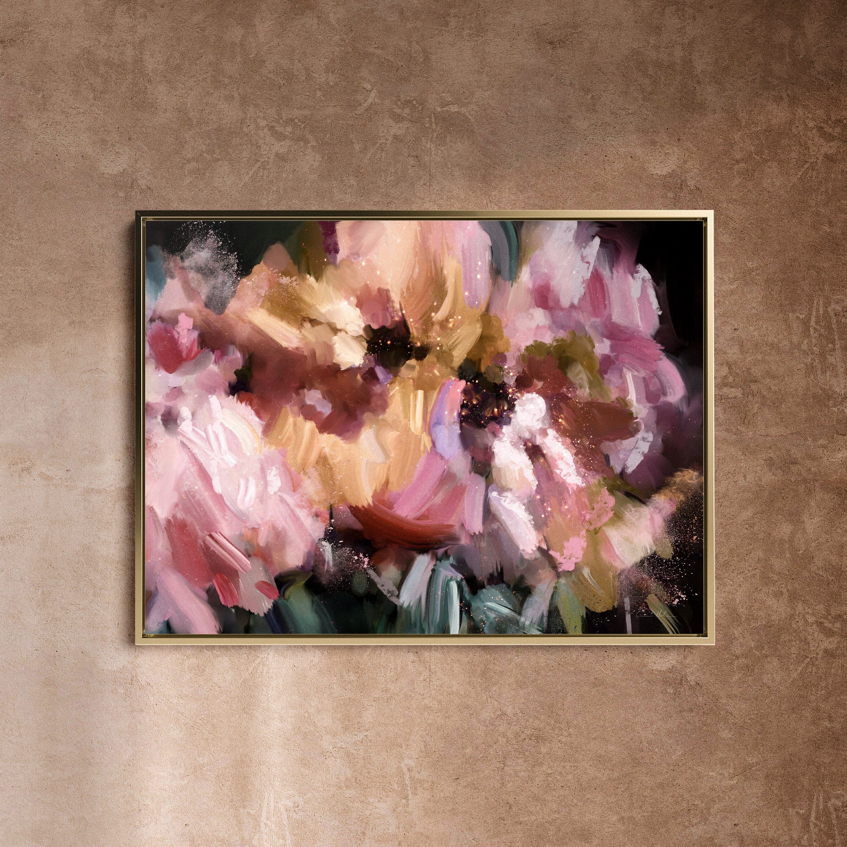 "Nusa Dua III"on Canvas - Landscape Canvas Wall Art Corinne Melanie Professionally Framed - Gold S: 32x24in / 80x60cm 