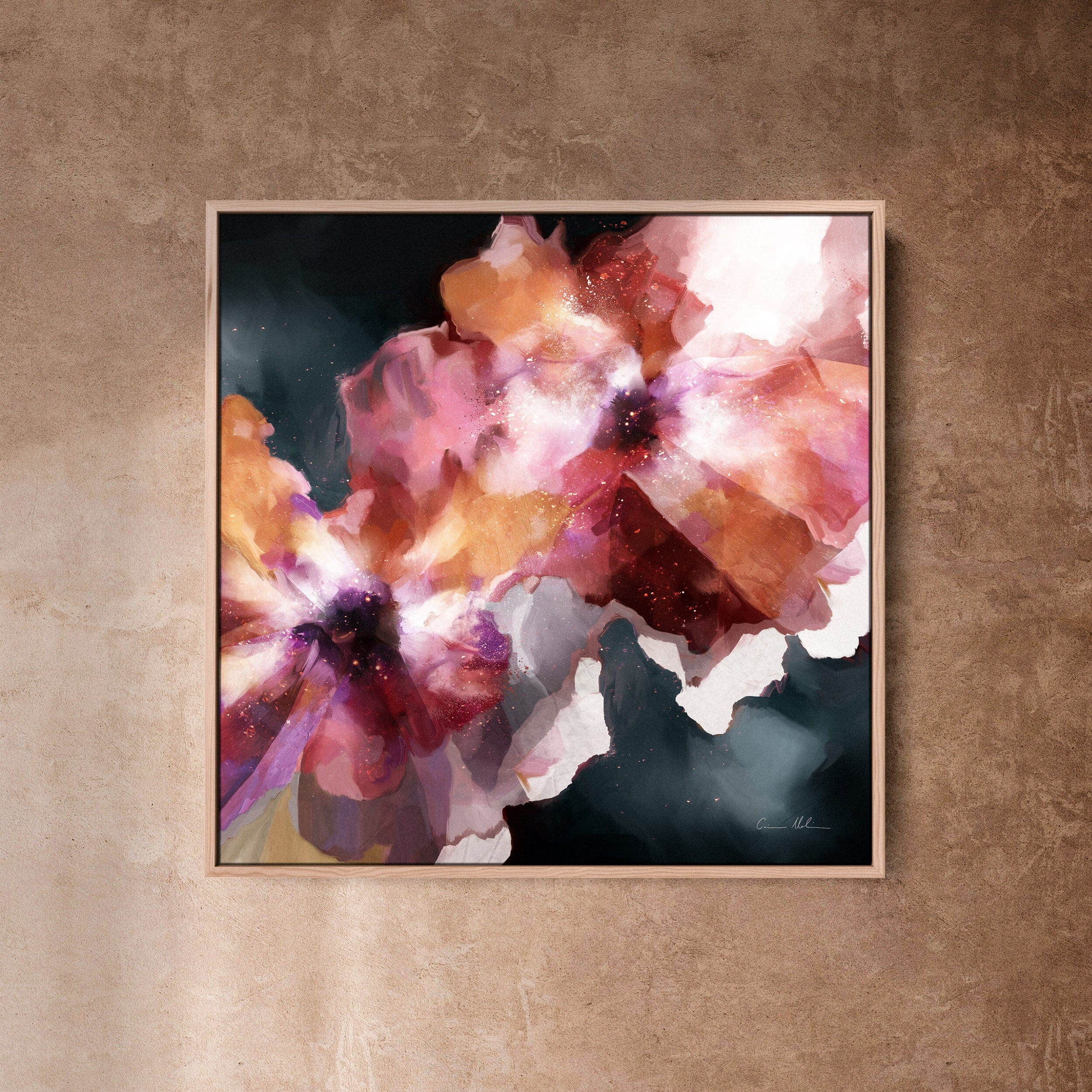 "Paris No. 4" on Canvas - Limited Edition Canvas Wall Art Corinne Melanie Professionally Framed - Oak 20x20in / 50x50cm 