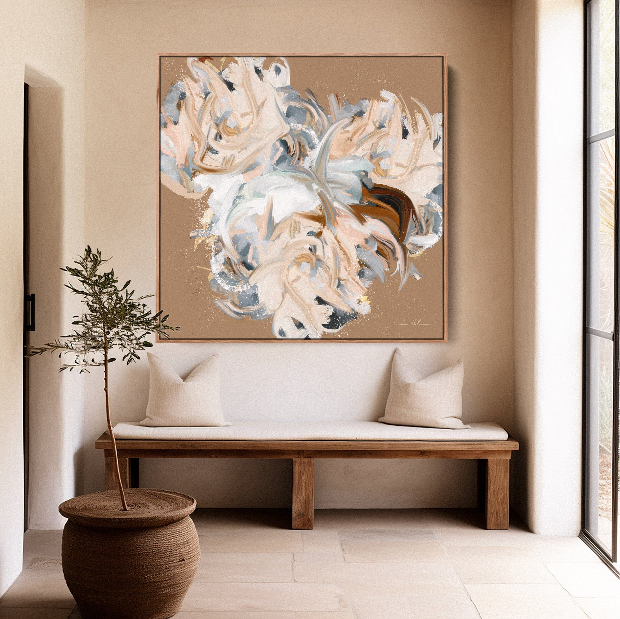 "Provence VI" on Canvas Canvas Wall Art Corinne Melanie Professionally Framed - Oak L: 50x50in / 125x125cm 
