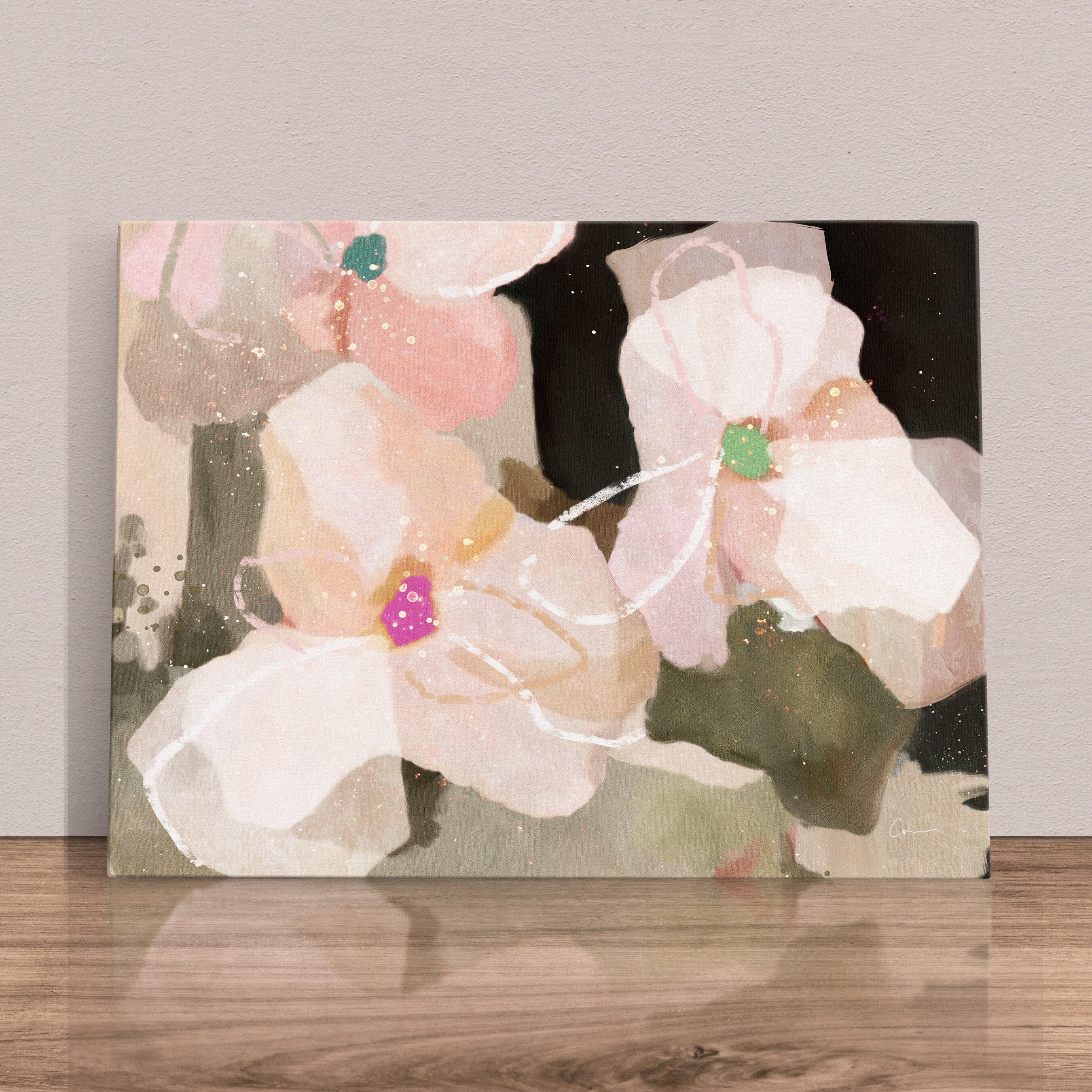 "Ubud Bloom" on Canvas - Landscape Canvas Wall Art Corinne Melanie Stretched - Ready to Hang Canvas S: 32x24in / 80x60cm 