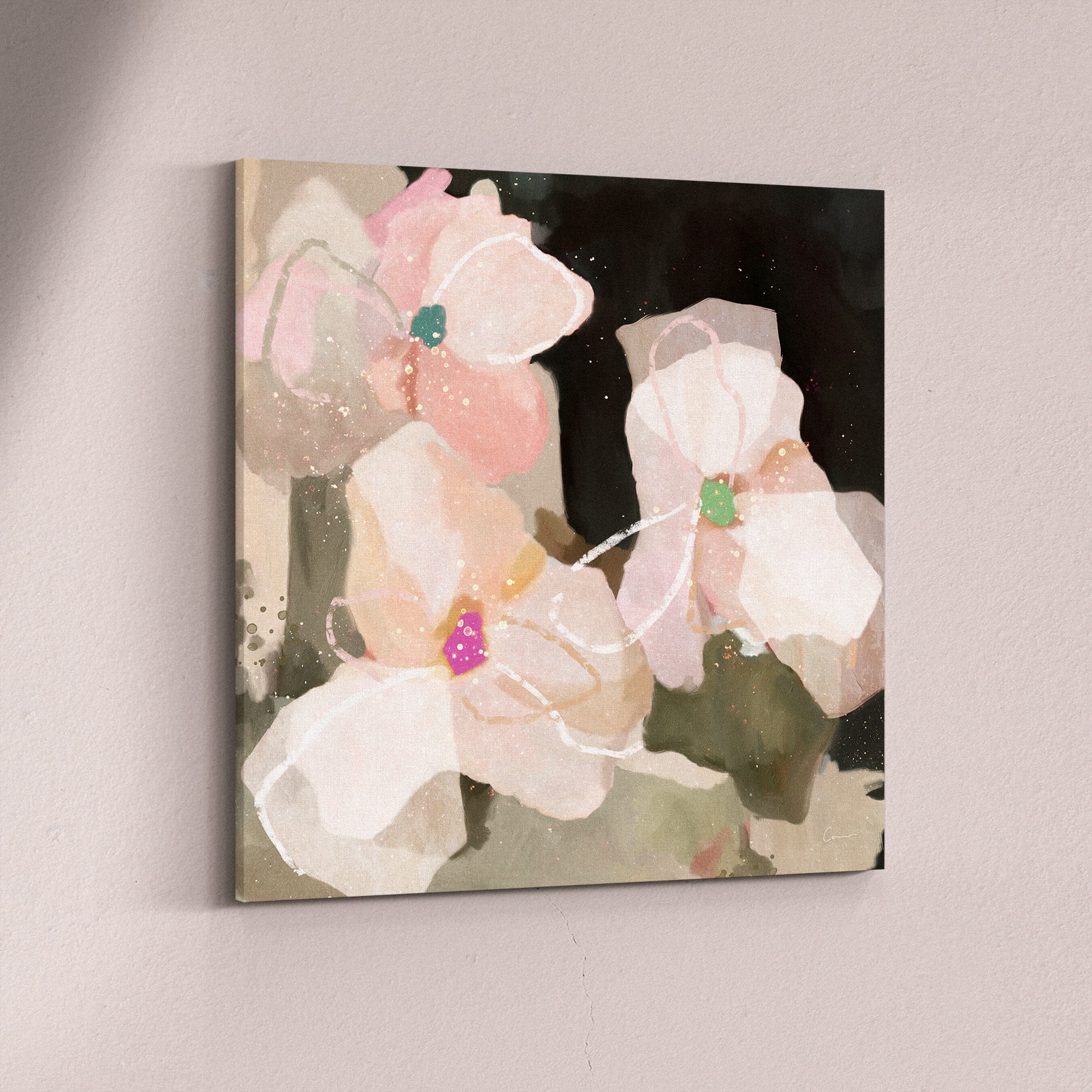 "Ubud Bloom" on Canvas - Square Canvas Wall Art Corinne Melanie Stretched & Ready to Hang Canvas XS: 20x20in / 50x50cm 