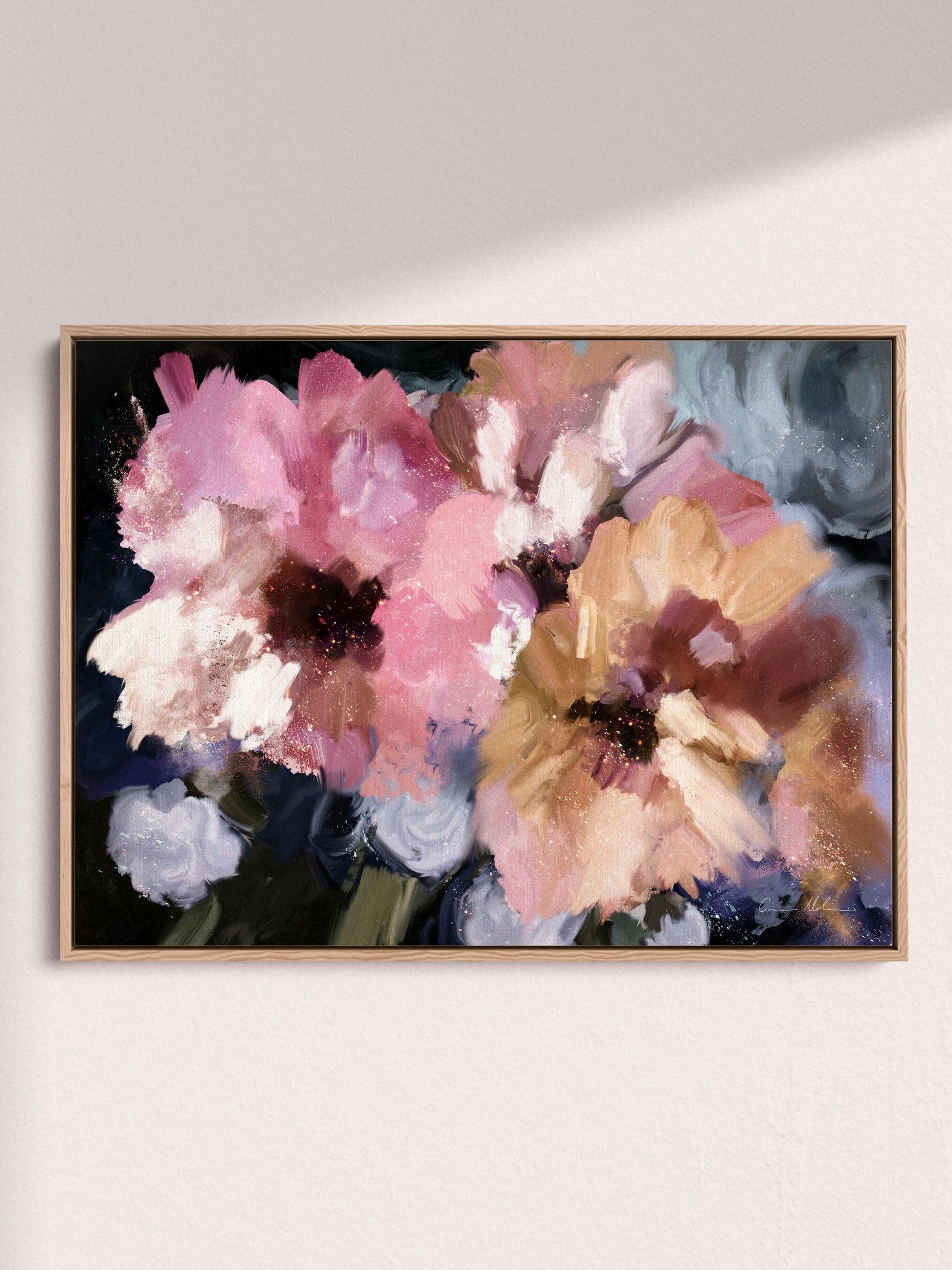 "Bora Bora" Landscape on Canvas Canvas Wall Art Corinne Melanie Professionally Framed - Oak S: 32x24in / 80x60cm 
