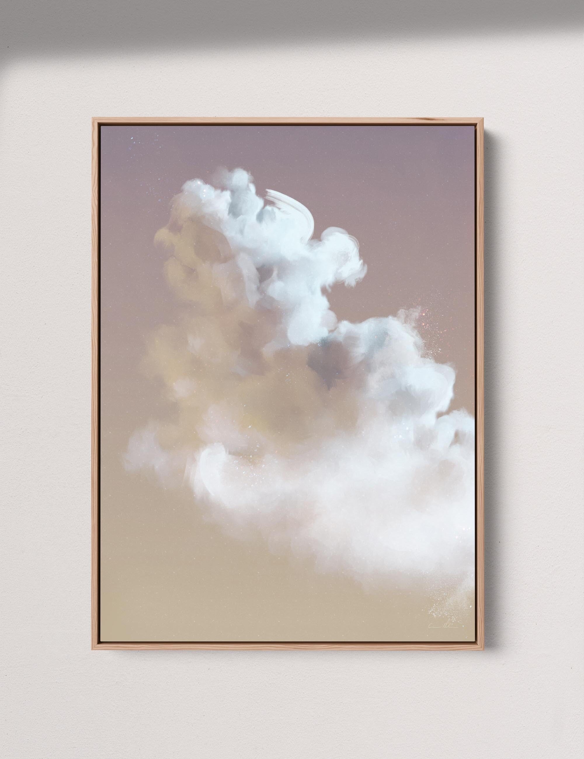 "Chroma Cloud No. 3" on Canvas Canvas Wall Art Corinne Melanie Art 24x32in / 60x80cm Professionally Framed - Oak 