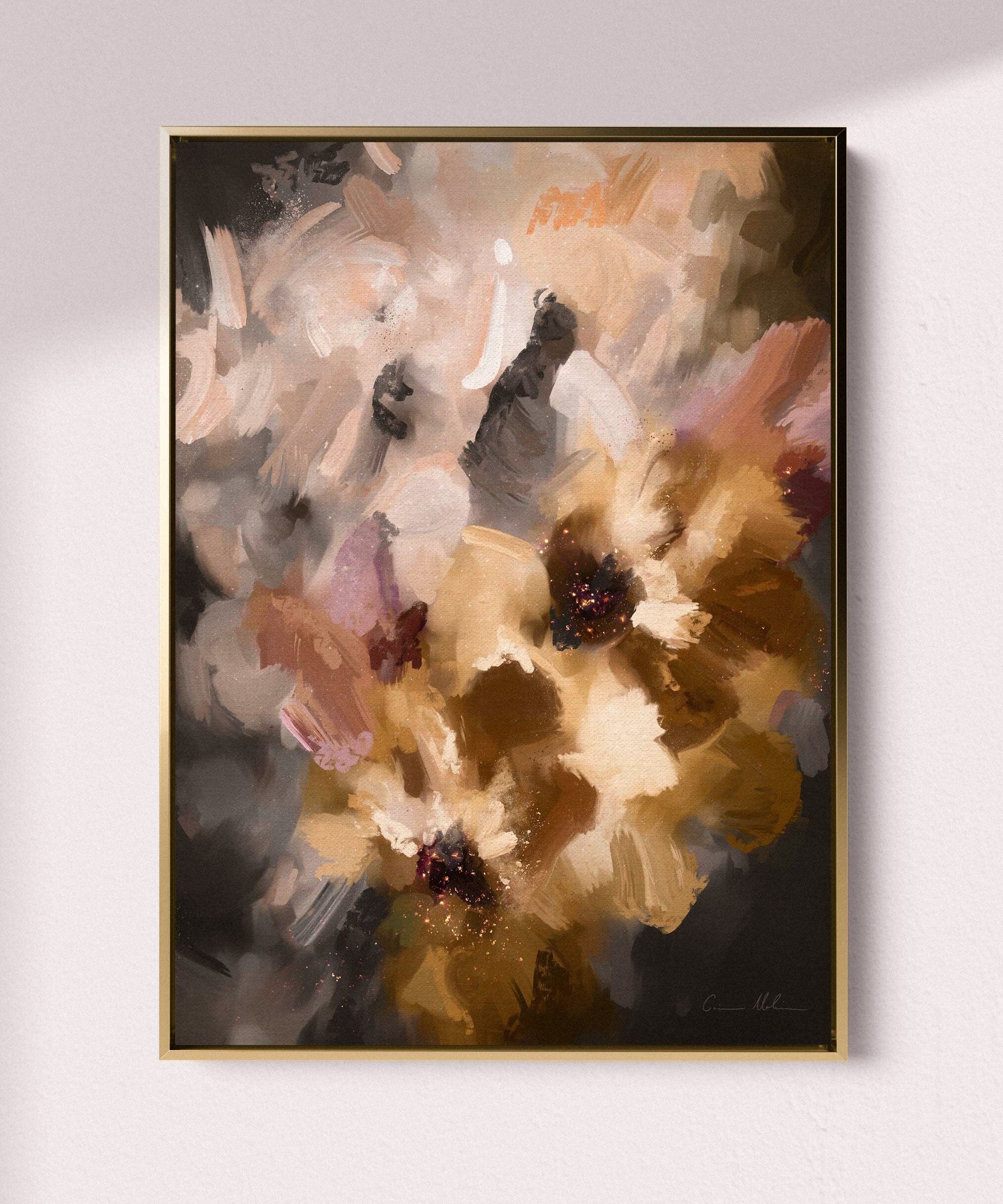"Tokyo Bloom" [Portrait] Limited Edition Fine Art Print Canvas Wall Art Corinne Melanie Art 24x32in / 60x80cm Professionally Framed - Gold Black Sides Floating Frame 
