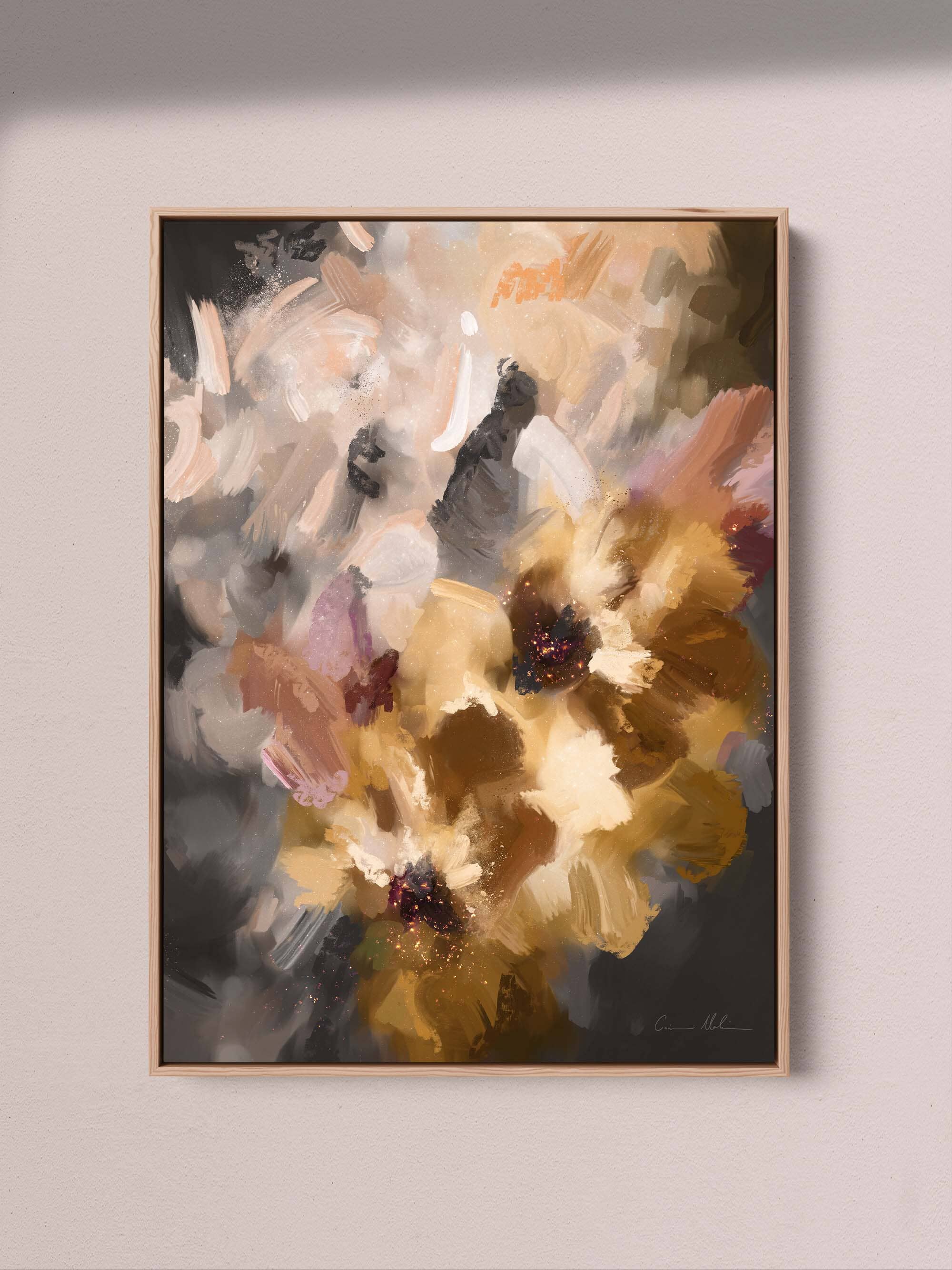 "Tokyo Bloom" [Portrait] Limited Edition Fine Art Print Canvas Wall Art Corinne Melanie Art 24x32in / 60x80cm Professionally Framed - Oak 